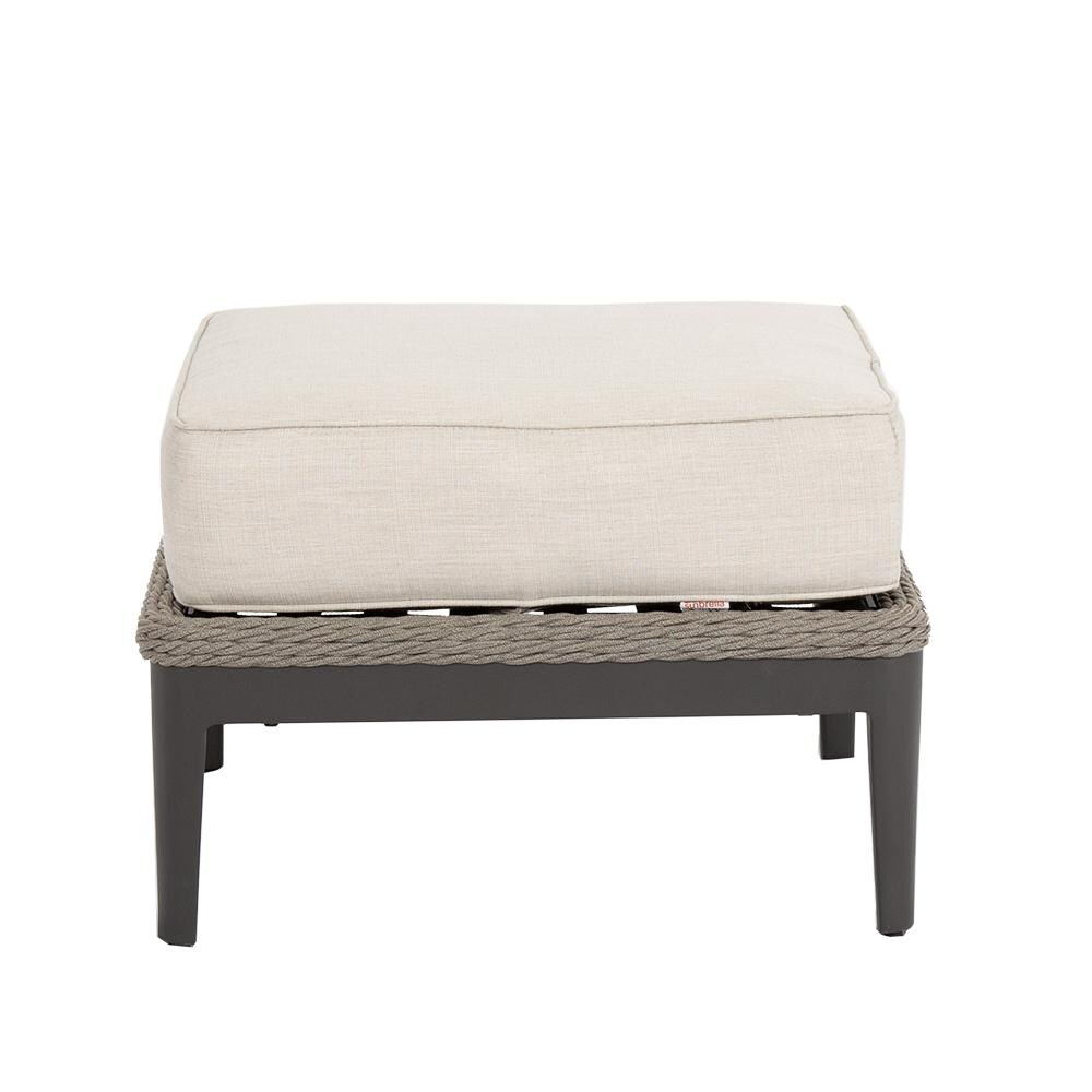 Sunset West - 4501-OTT-57005 - Marbella 26 X 25 Rectangular Rope & Aluminum Patio Ottoman W/ Sunbrella Echo Ash Cushion - Front View thumbnail