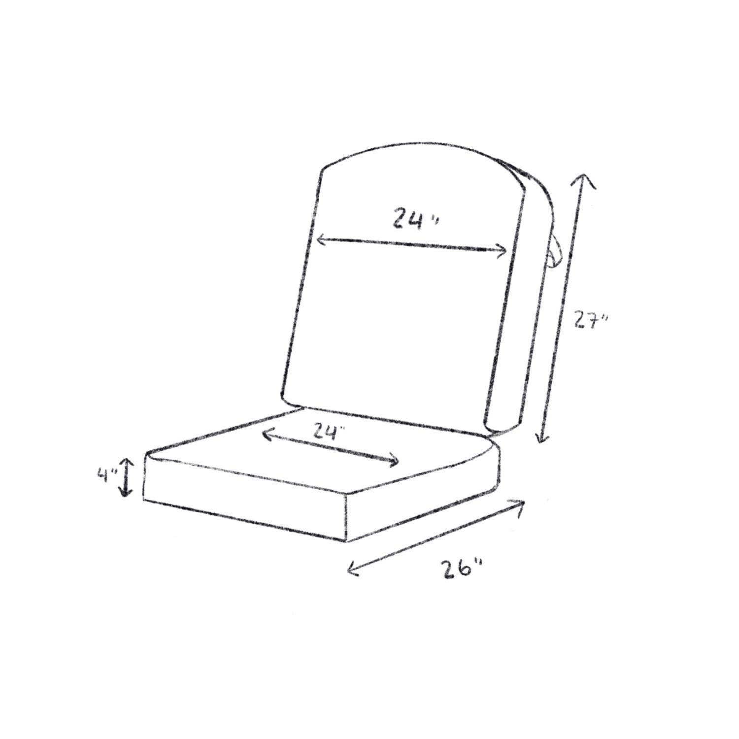 Darlee B/RC606-101-2 Nassau Replacement Adjustable Club Chair Cushions - Cushion Dimensions