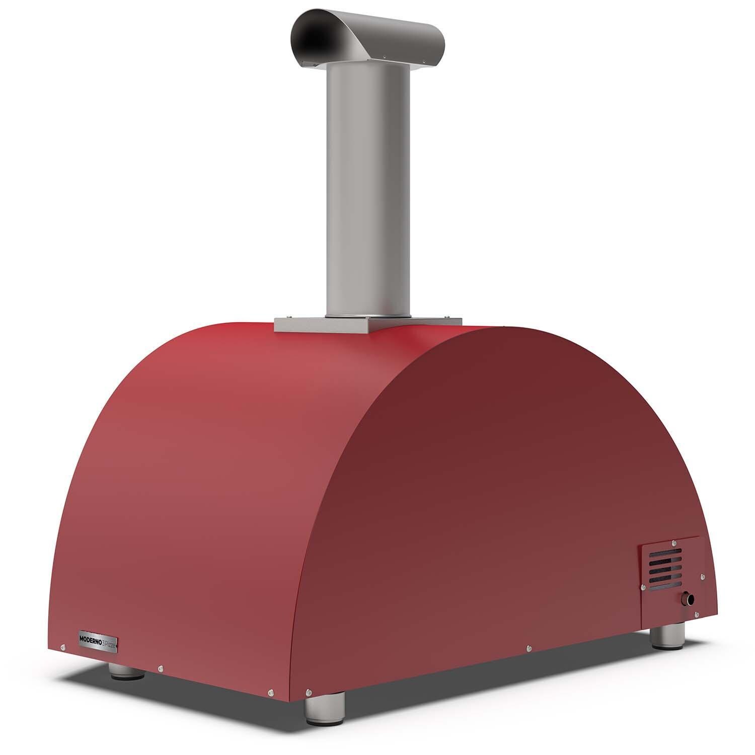 Alfa FXMD-3P-MROR-U Moderno 3 Pizze Natural Gas Pizza Oven - Antique Red - Back Right Angled View - White Background thumbnail
