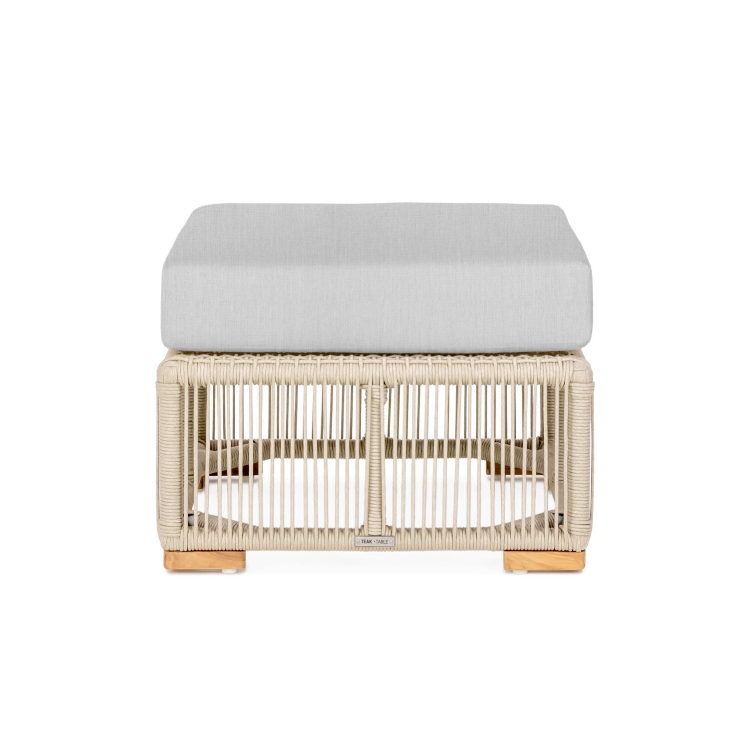 Breeze Olefin Rope & Teak Patio Ottoman in Dune/Granite By Teak + Table