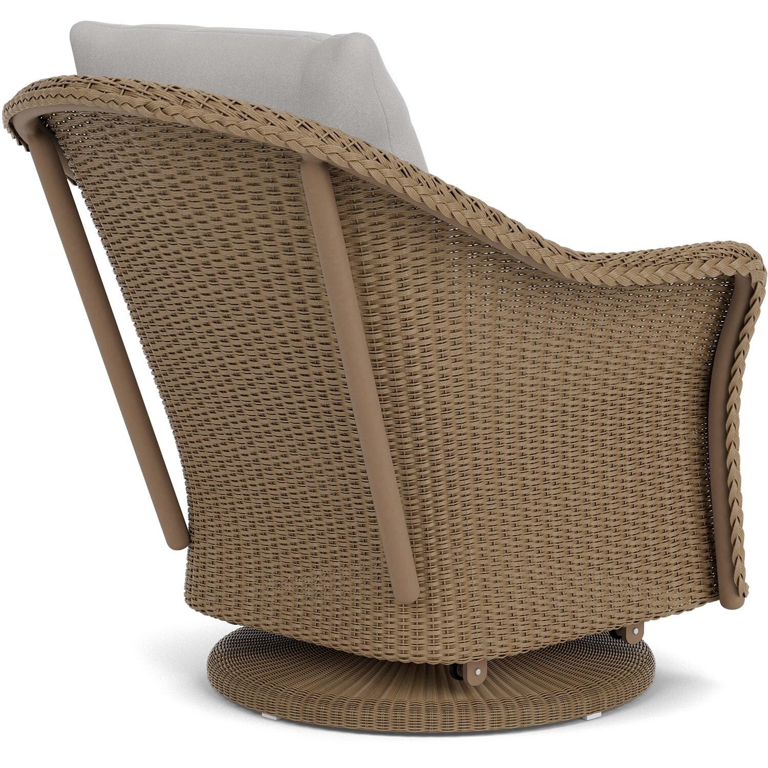 Lloyd Flanders Weekend Retreat Swivel Glider Lounge Chair in Fawn Finish W/ Tundra Dove Fabric - Back Right thumbnail