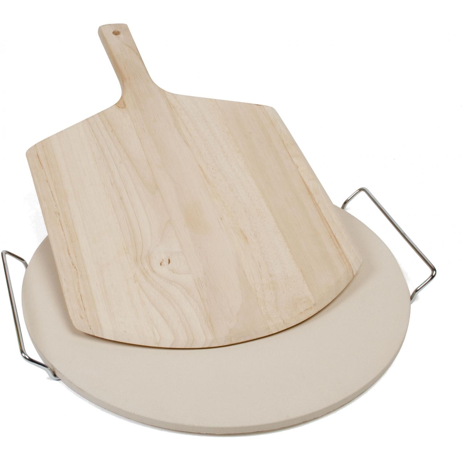 Ceramic Pizza Stone & Pizza Peel Set - Full View thumbnail