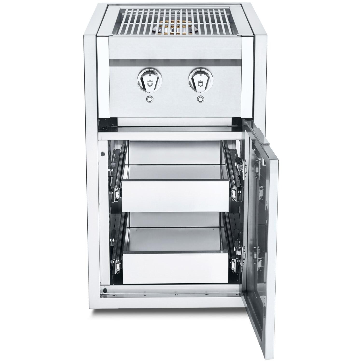 Crown Verity Infinite Series 21-Inch Enclosed Cabinet Storage W/ Natural Gas Double Side Burner, Double Storage Drawers And LED Lighting - IBISC-SBNG-2D-LT