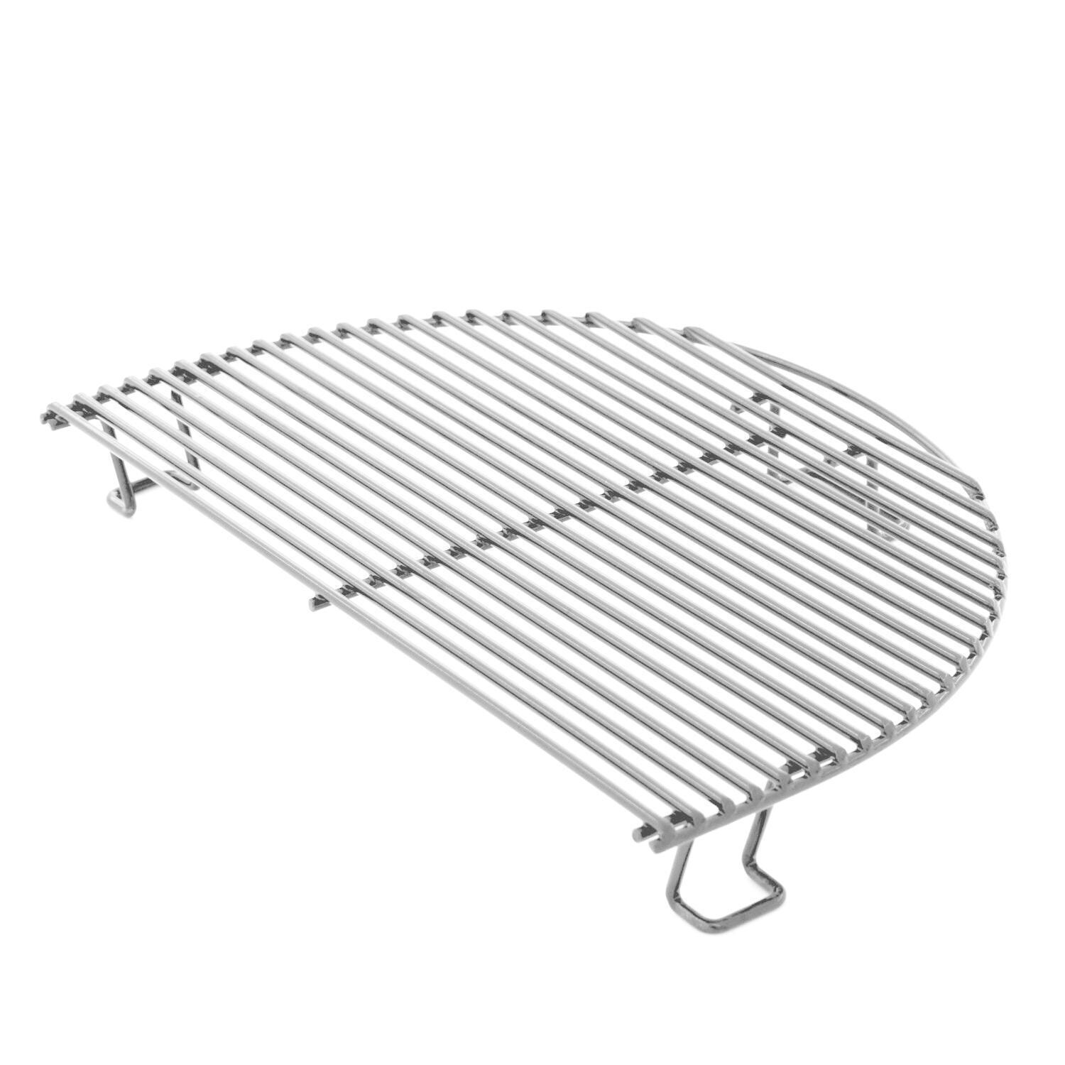 Primo PGCJRH Oval Junior 200 Ceramic Kamado Grill On GO Portable Carrier With Stainless Steel Grates - Stainless Steel Grate - White Background thumbnail
