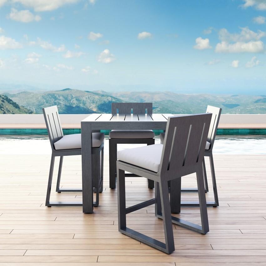 Redondo Aluminum Bar Stool w/ No Welt in Slate/Spectrum Indigo by Sunset West - Chairs at Dining Table - Lifestyle thumbnail
