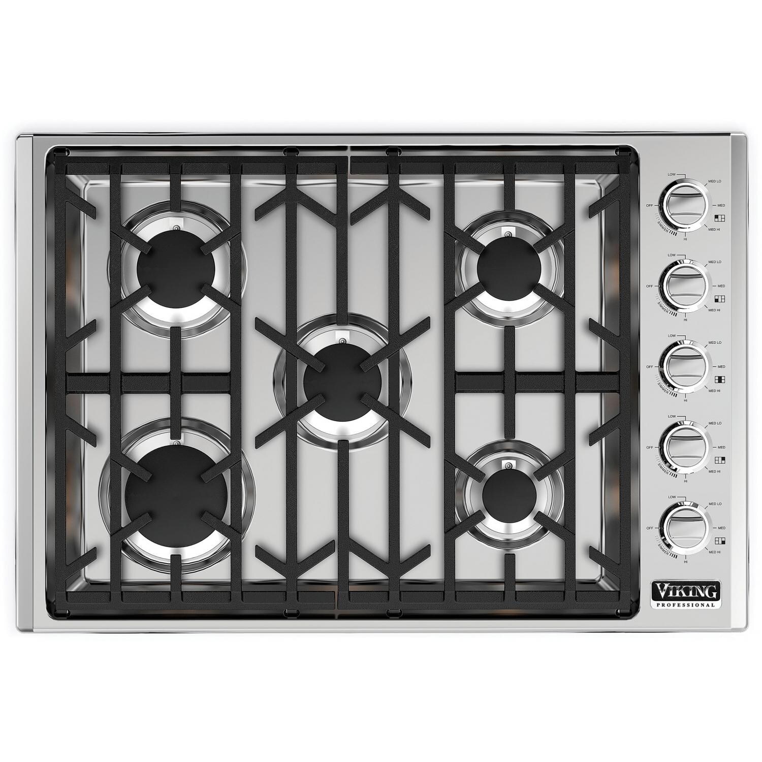 Viking Professional 5 Series 30-Inch 5-Burner Natural Gas Cooktop - Stainless Steel - VGSU53015BSS
