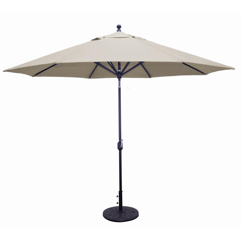 Galtech 11 Ft. Octagonal Aluminum Patio Umbrella W/ Crank Lift & Deluxe Auto Tilt - Black Frame W/ Antique Beige Sunbrella Fabric (Umbrella Base Not Included) thumbnail