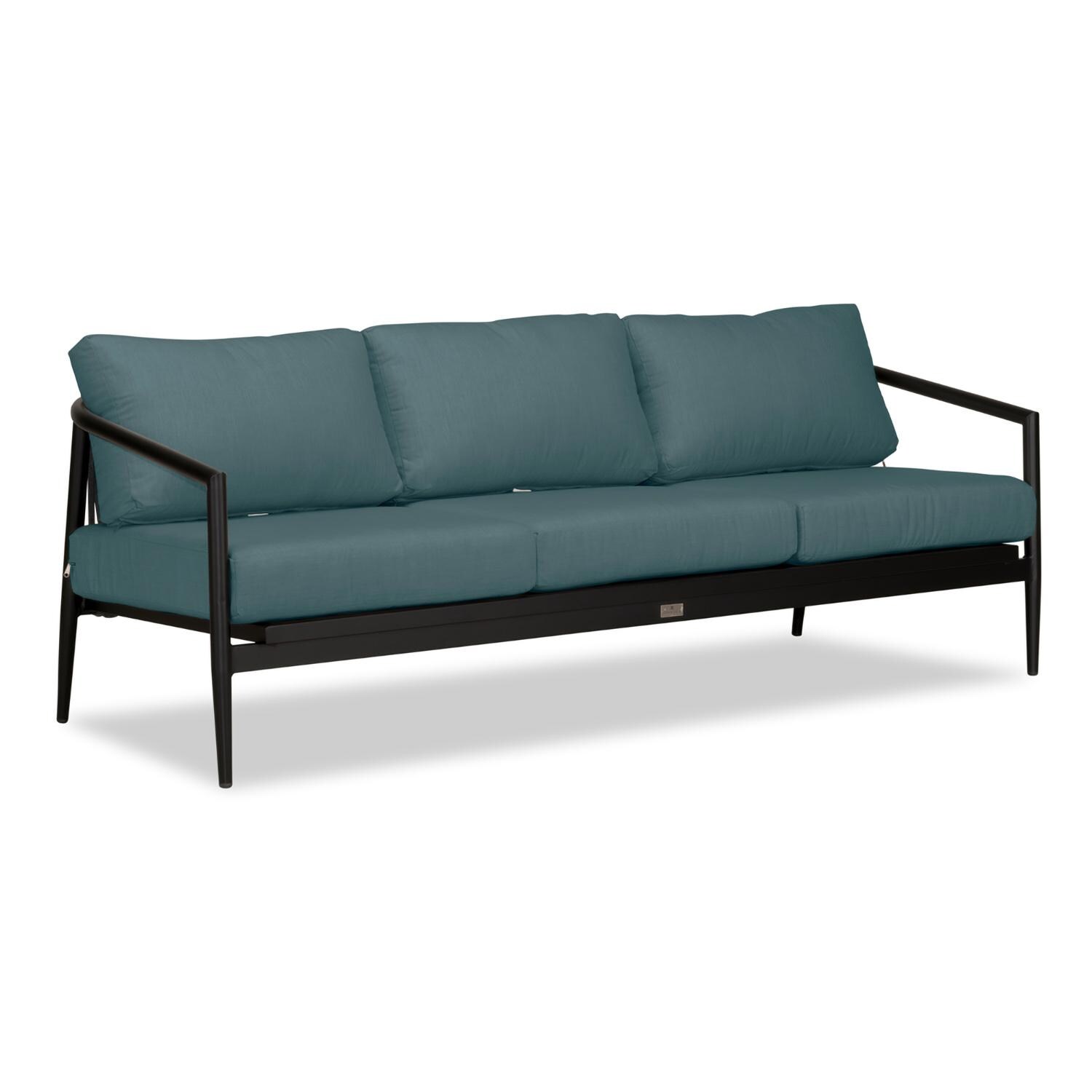 Lakeview Midnight Cove 3 Person Aluminum Sofa in Black/Carbon/Cast Lagoon - Angled - White Background thumbnail