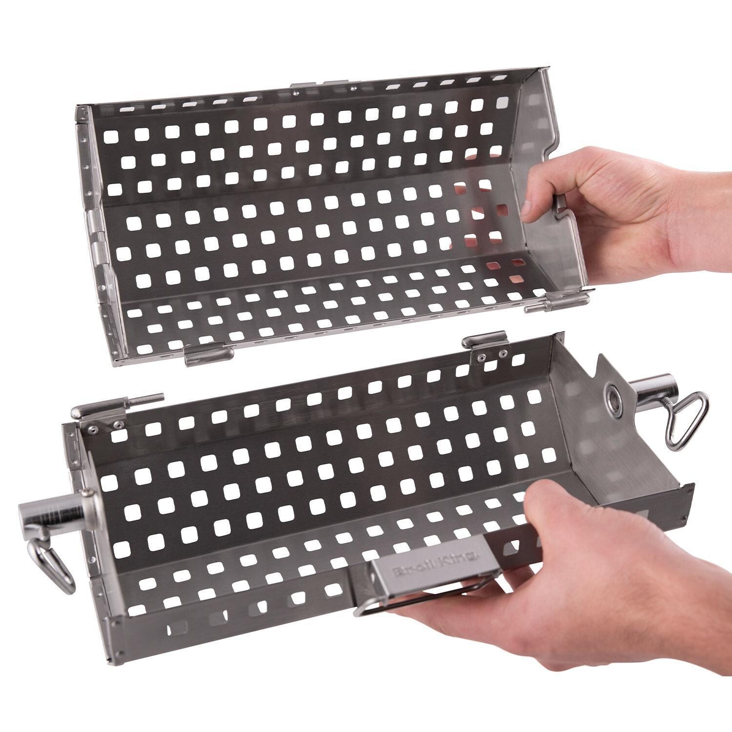 Broil King 64875 Rotisserie Tumble Basket - Before Assembly - White Background thumbnail