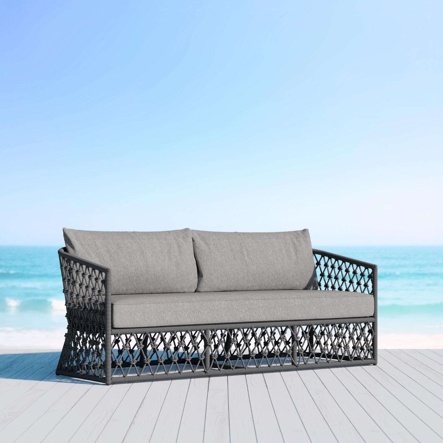 Azzurro Living AME-R07S3-CU Amelia Woven Rope Sofa in Ash/Fog - Hero - Lifestyle thumbnail