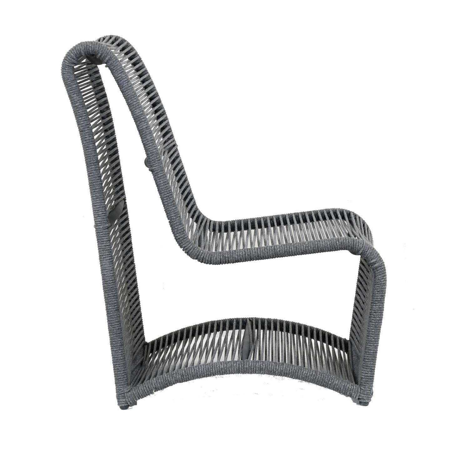 Milano Aluminum And Woven Rope Patio Armless Club Chair -Side View thumbnail