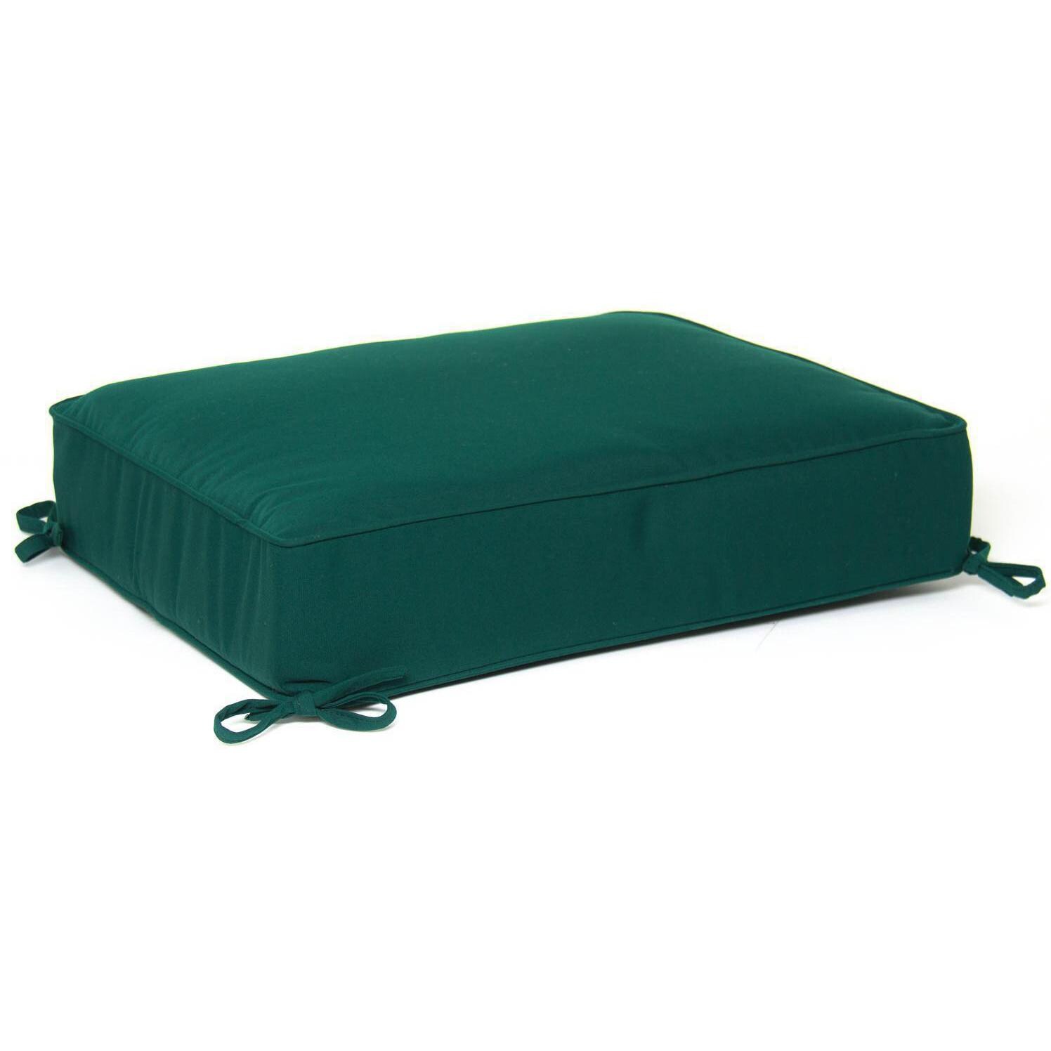 Small Replacement Ottoman Cushion With Piping - Canvas Forest Green thumbnail