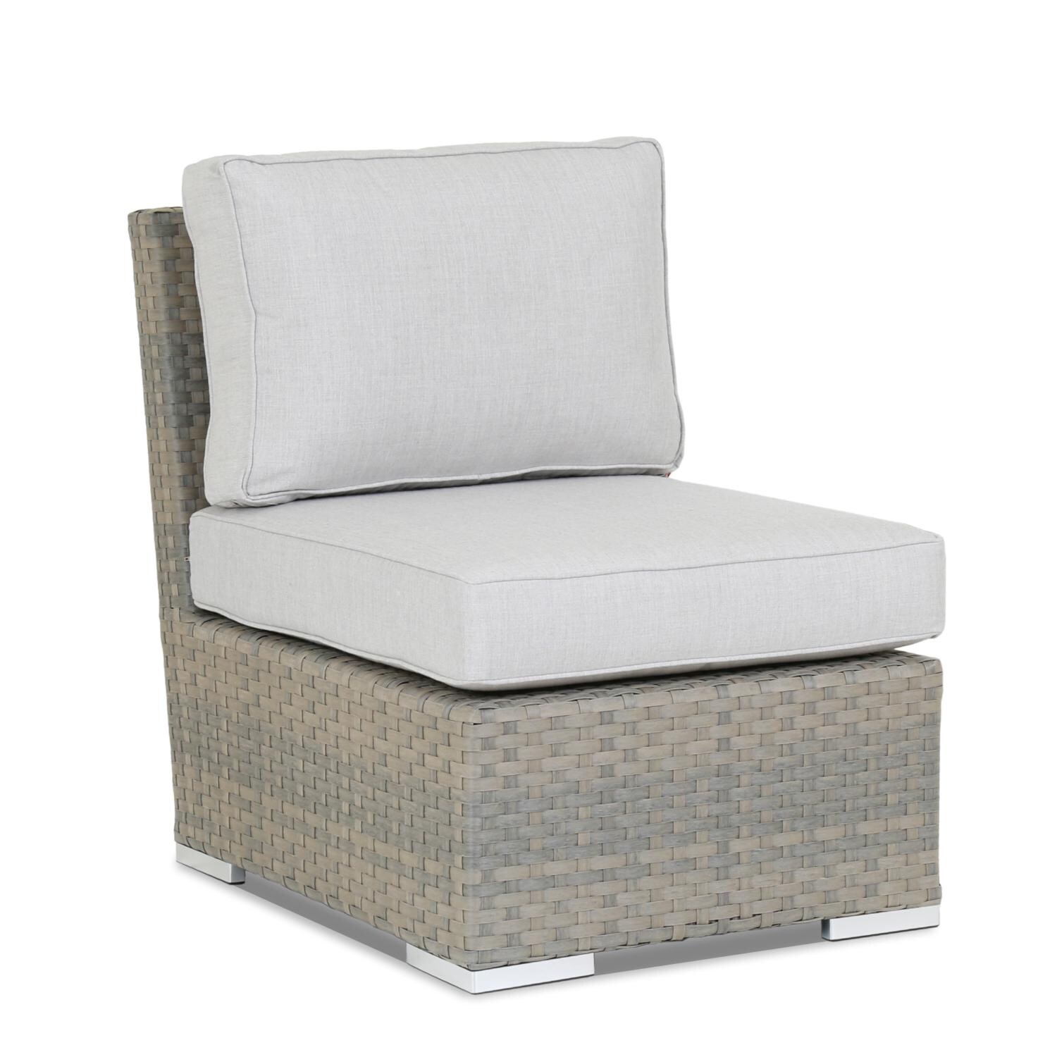 Majorca Wicker Patio Armless Club Chair W/ Sunbrella Cast Silver Cushions By Sunset West thumbnail
