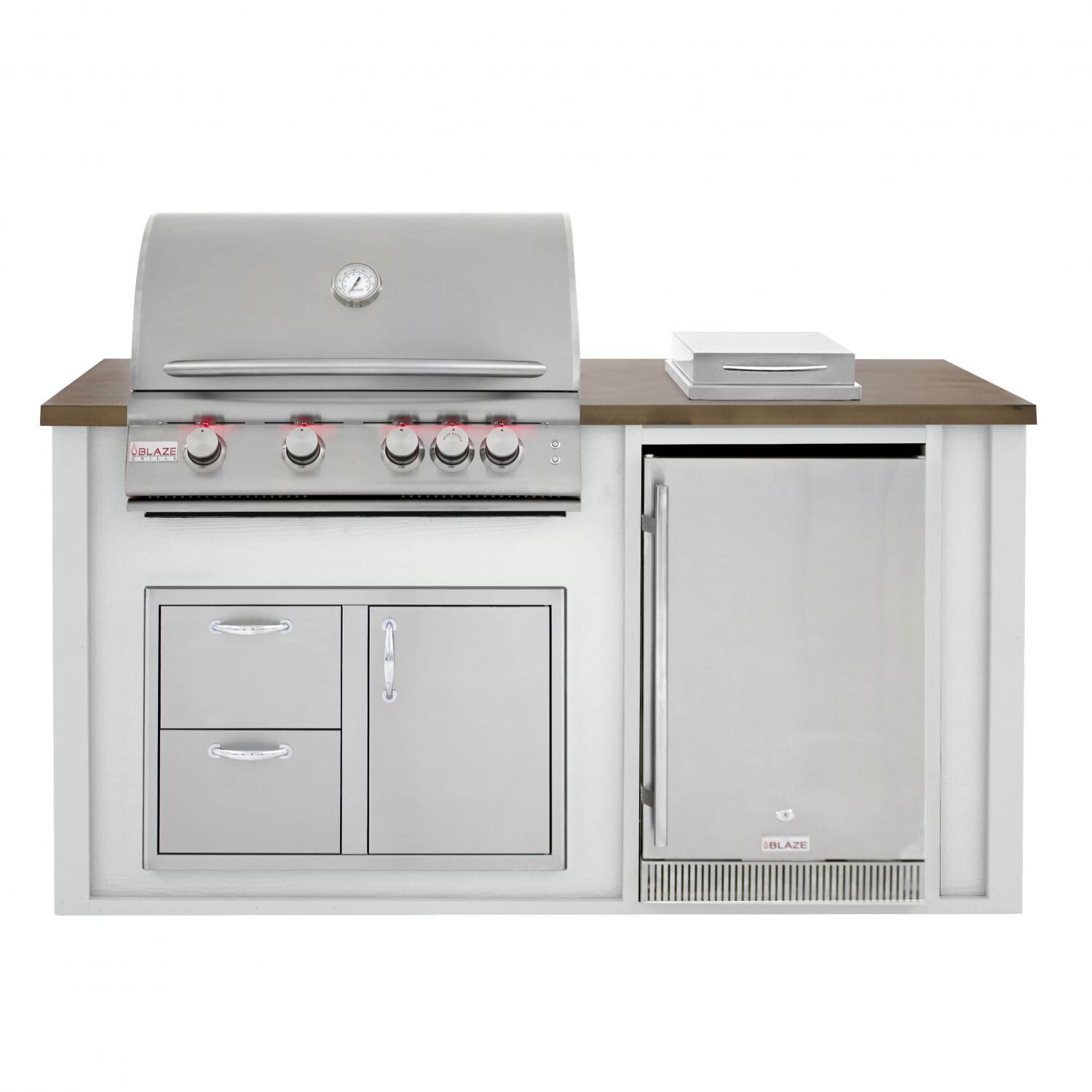 BBQGuys 6 Ft BBQ Island With Blaze LTE2 32Inch Natural Gas Grill, Door