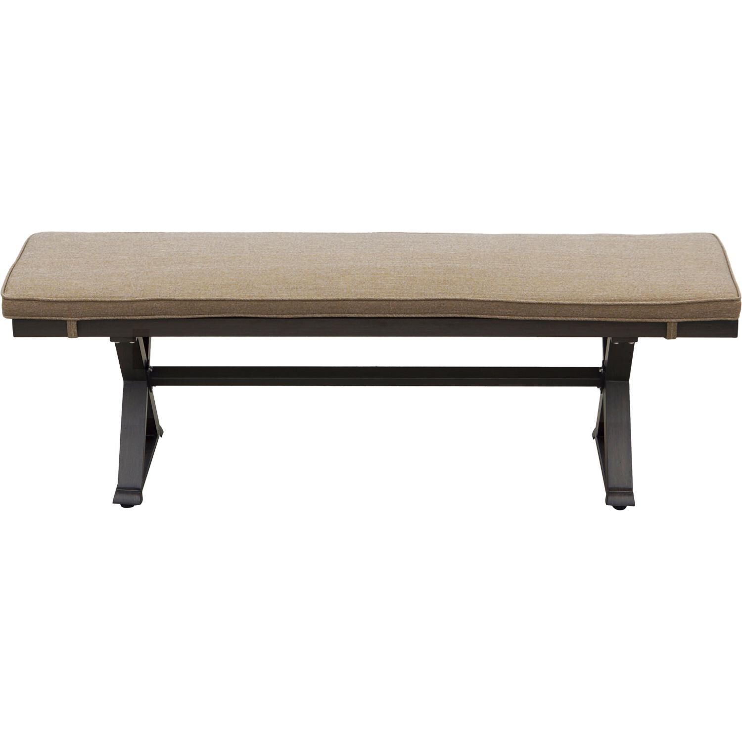 Darlee Brooklyn Patio 59-Inch Bench with Sesame Cushion - Bench W/ Cushion - White Background thumbnail