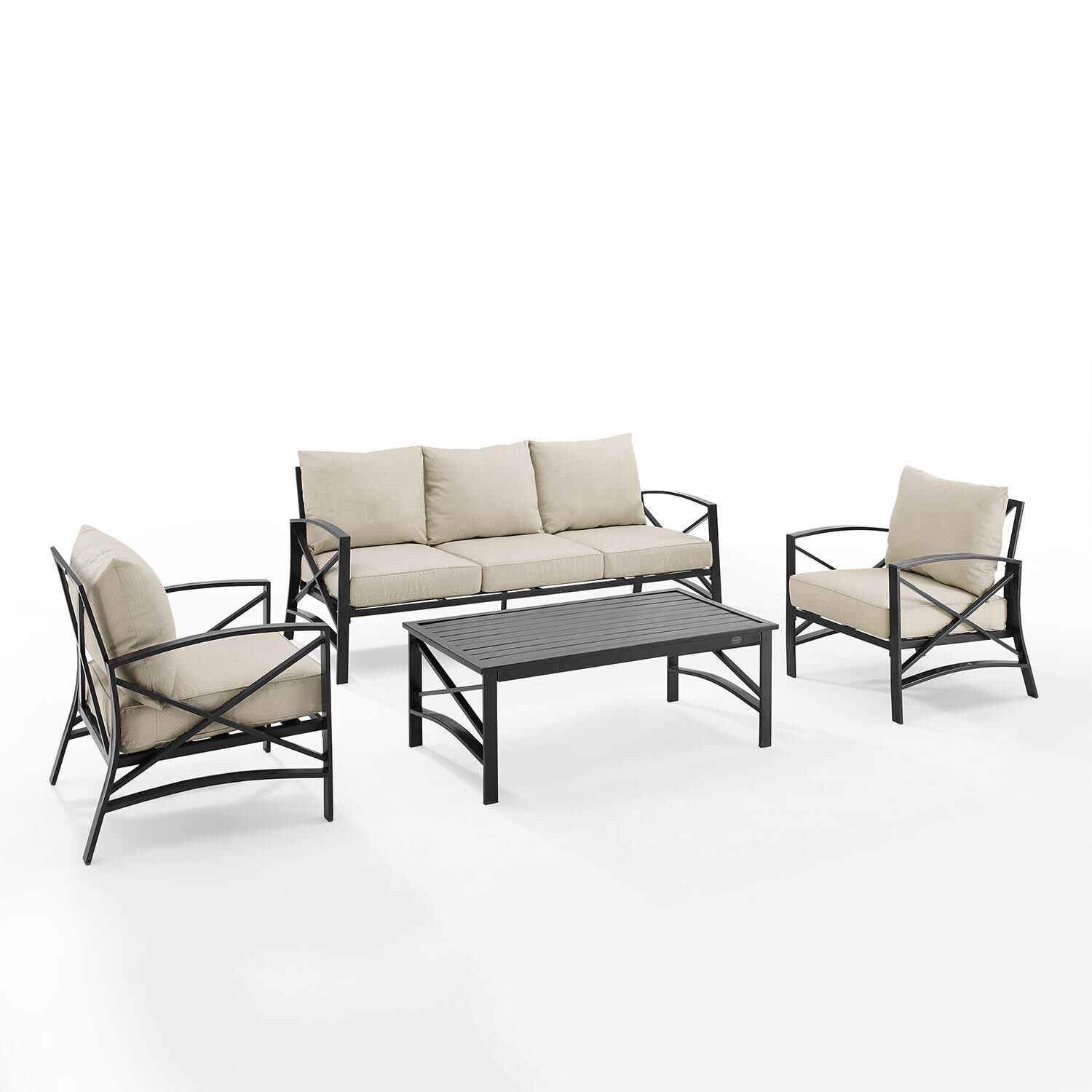 Ultimate Patio UP-82261BZ-OL 4Pc Outdoor Sofa Patio Furniture Set in Oatmeal - Display - White Background thumbnail