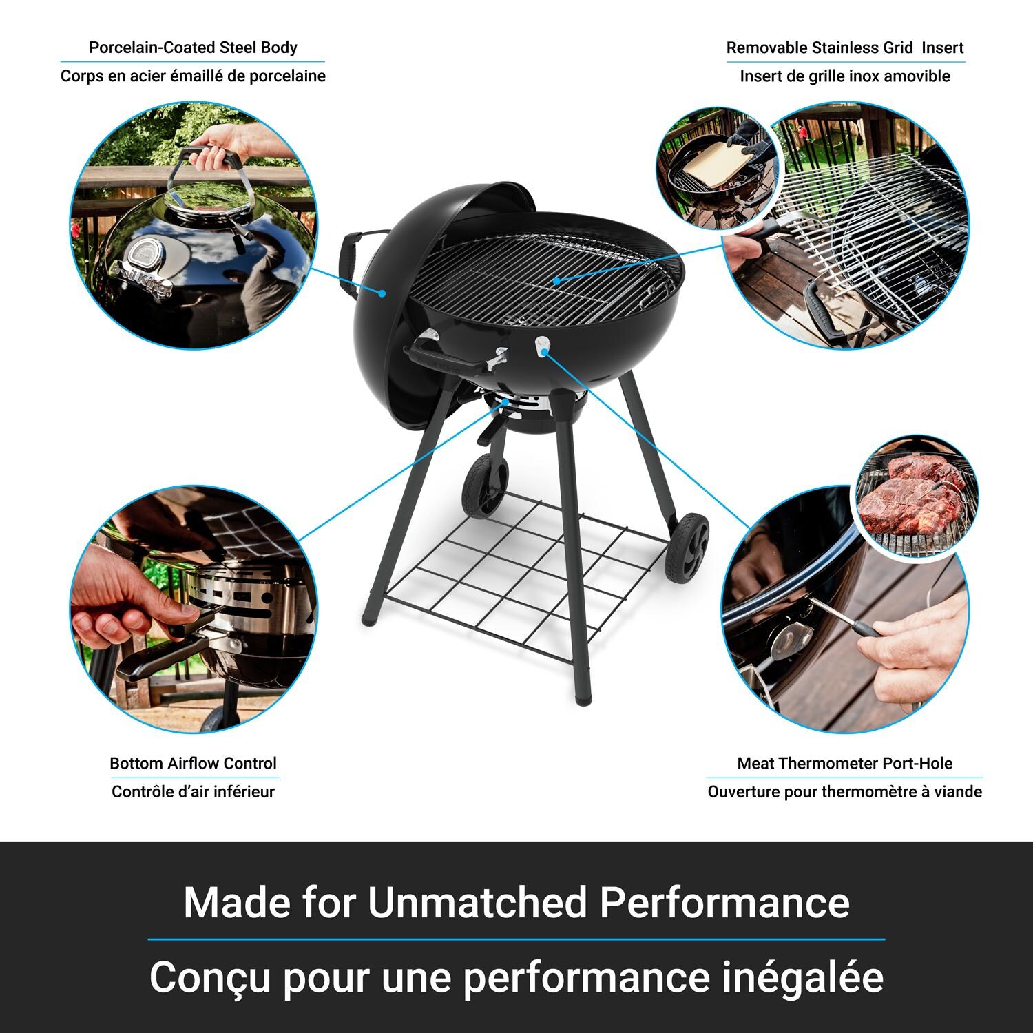 Broil King 401110B Kettle 22 1/2-in Crown Charcoal Grill - Black - Features - Detail thumbnail