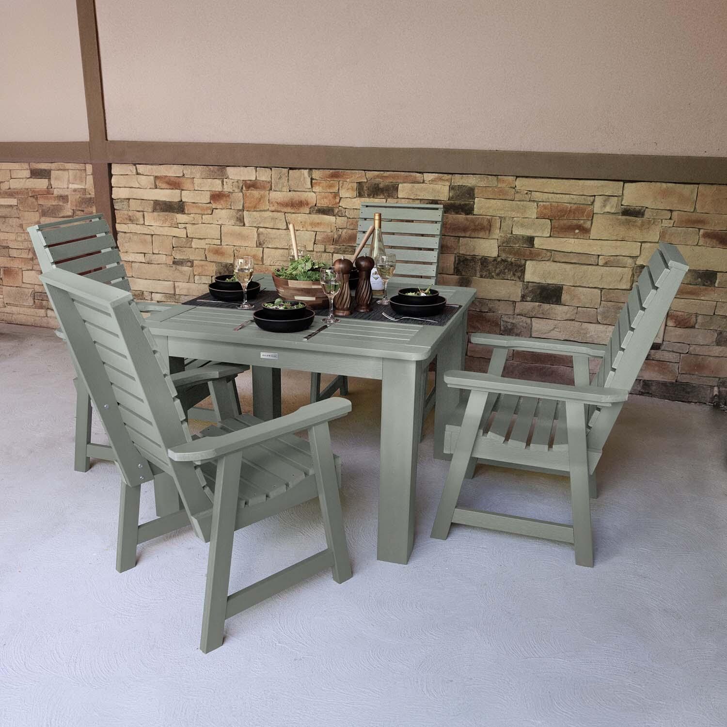 Elm Pointe 5 Pc Recycled Plastic Square Dining Set in Eucalyptus by Lakeview Outdoor Designs