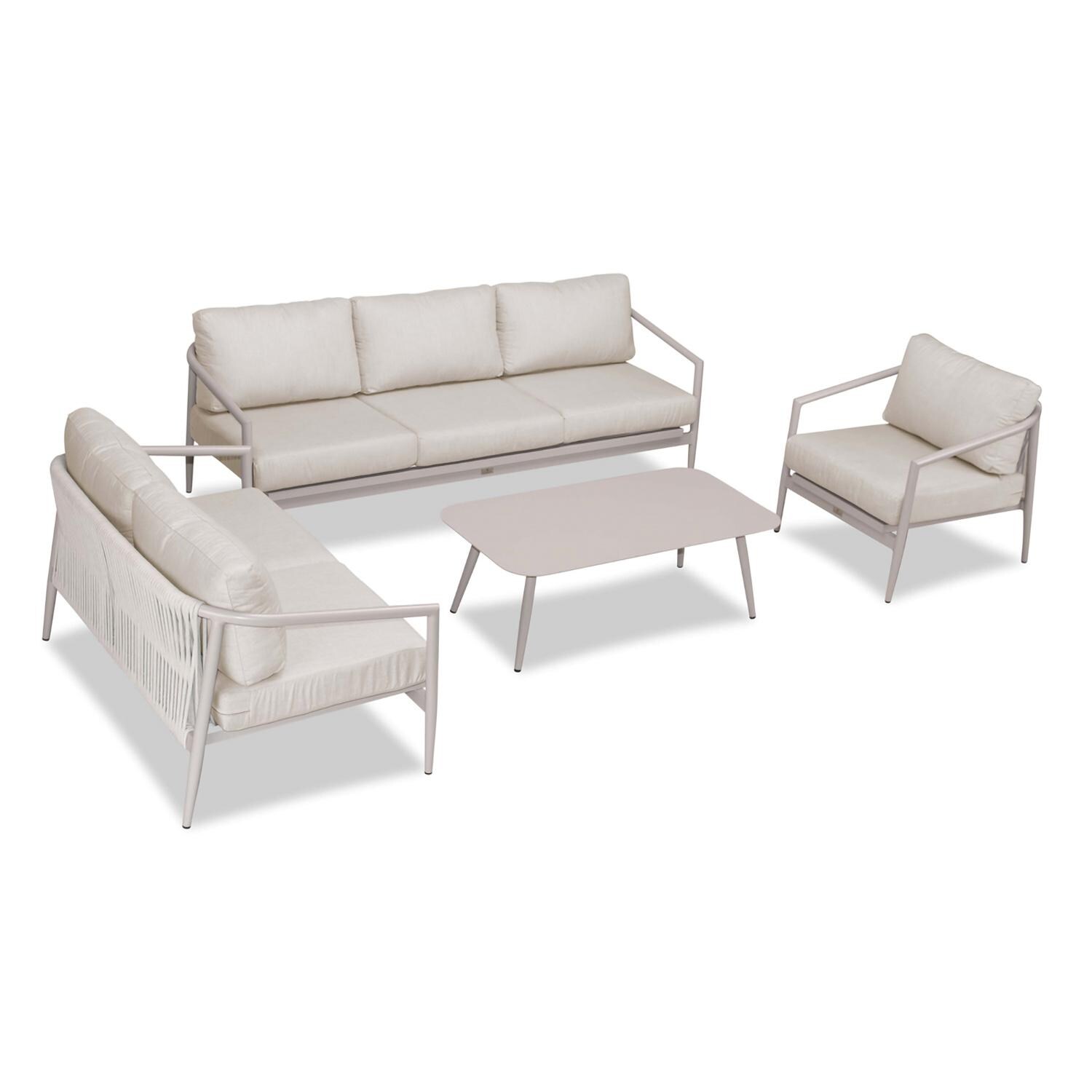Lakeview Midnight Cove 4 Pc Aluminum Sofa Loveseat Seating Set in Urban Stone/Carrera/Cast Silver - Top - White Background thumbnail