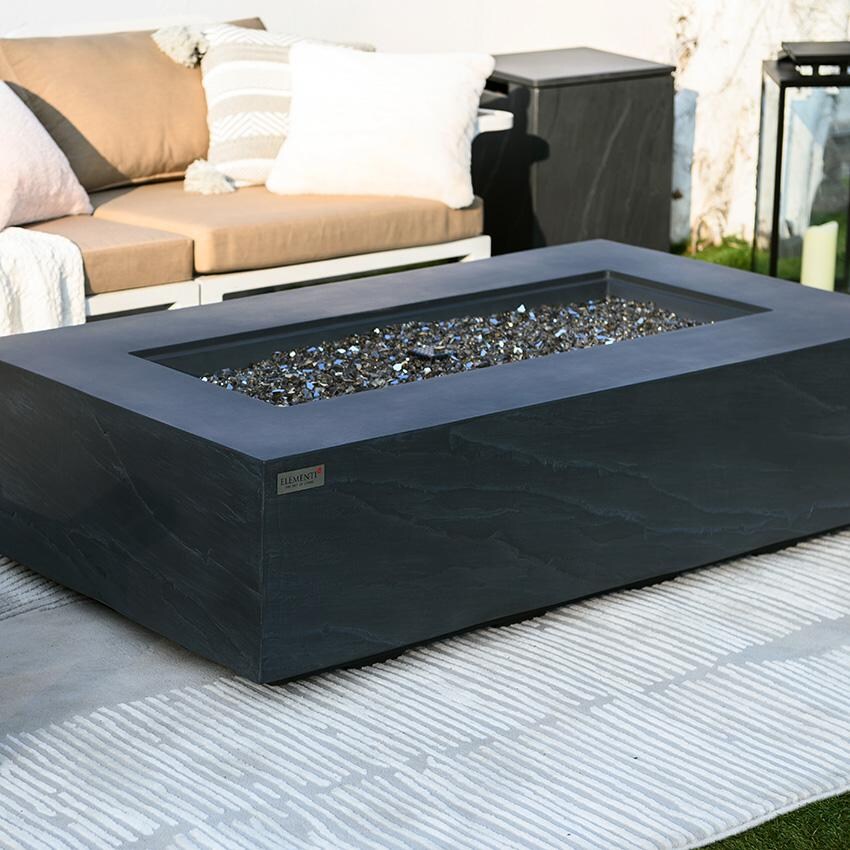 Elementi Cape Town OFG410SL-NG 56-Inch Natural Gas Slate Black Fire Pit Table - Unlit and Uncovered thumbnail