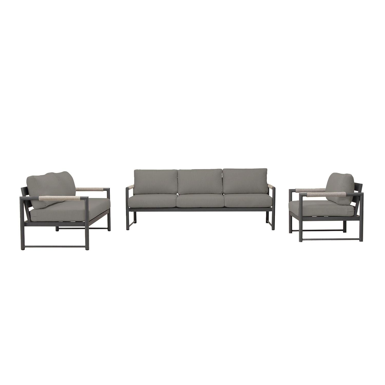 Lakeview AVEBAY-SL-PG-SET143-CC Avenue Bay Slate/Pebble Gray 3 Pc Sofa Loveseat Set - Canvas Charcoal - Display - White Background thumbnail