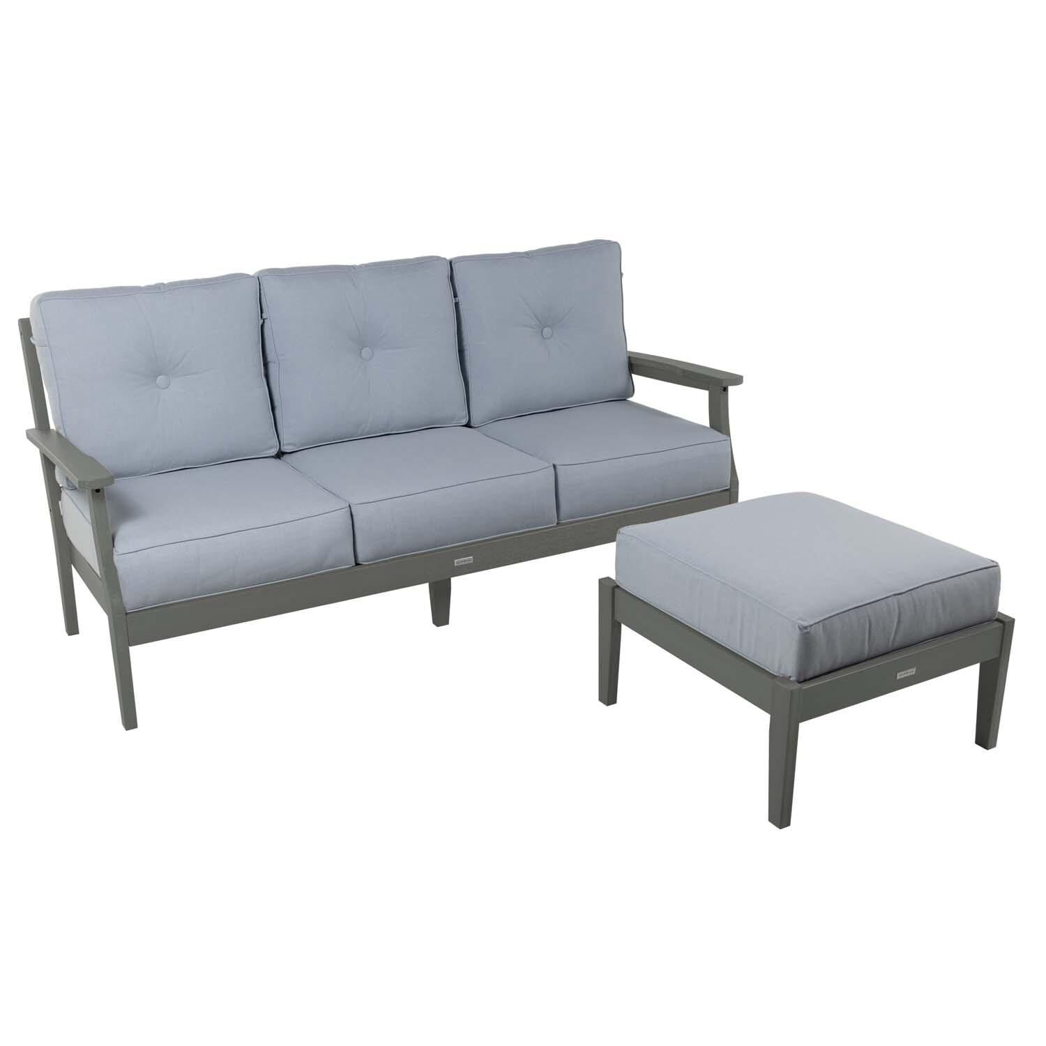Blushing Bay 2 Pc Recycled Plastic Seating Set in Bliss Dew/Coastal Teak by Lakeview Outdoor Designs - White Background thumbnail