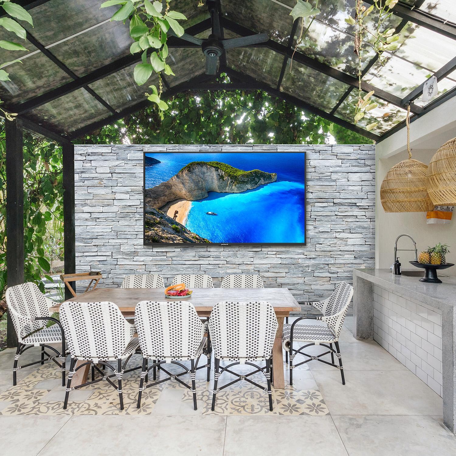 Peerless-AV WPTV75 Neptune 75 Shade Series 4K Outdoor TV - Dining Area thumbnail
