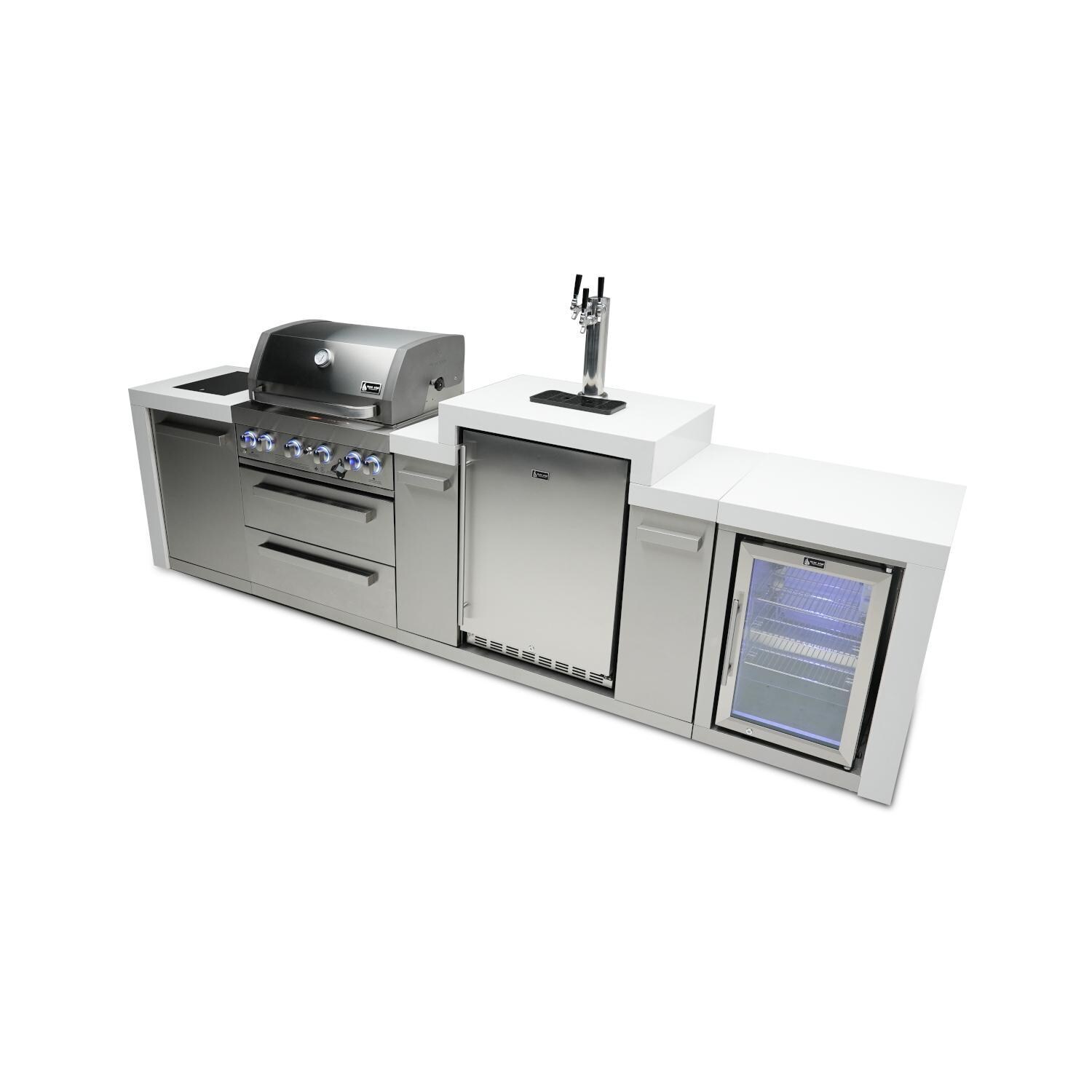 Mont Alpi MAi400-DKEGFC 400 Deluxe Propane Island W/ Kegerator & Fridge Cabinet - White Background thumbnail