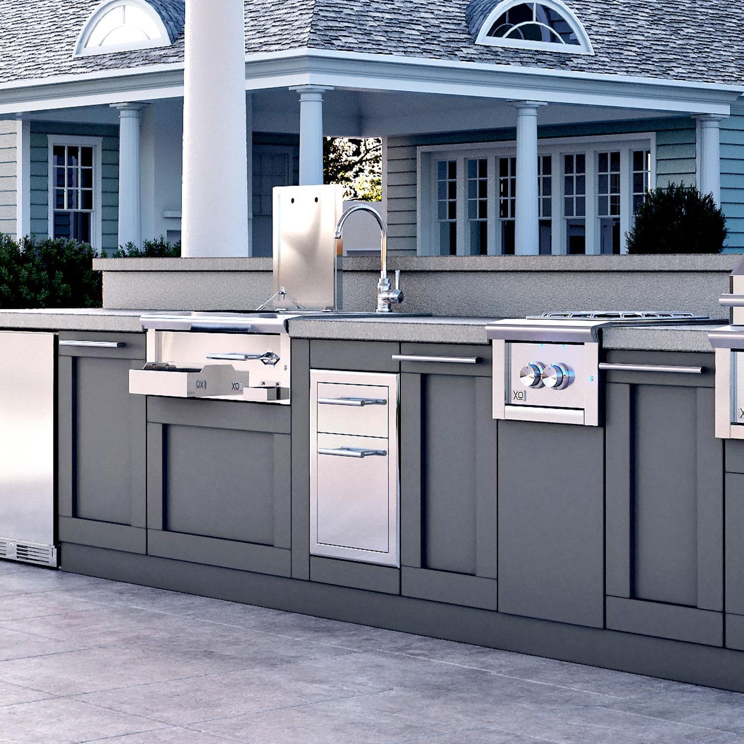 XO Appliance XOG16DRAWER Pro-Grade 16-Inch Outdoor Stainless Steel Double Access Drawer - Attached to Island - Lifestyle thumbnail