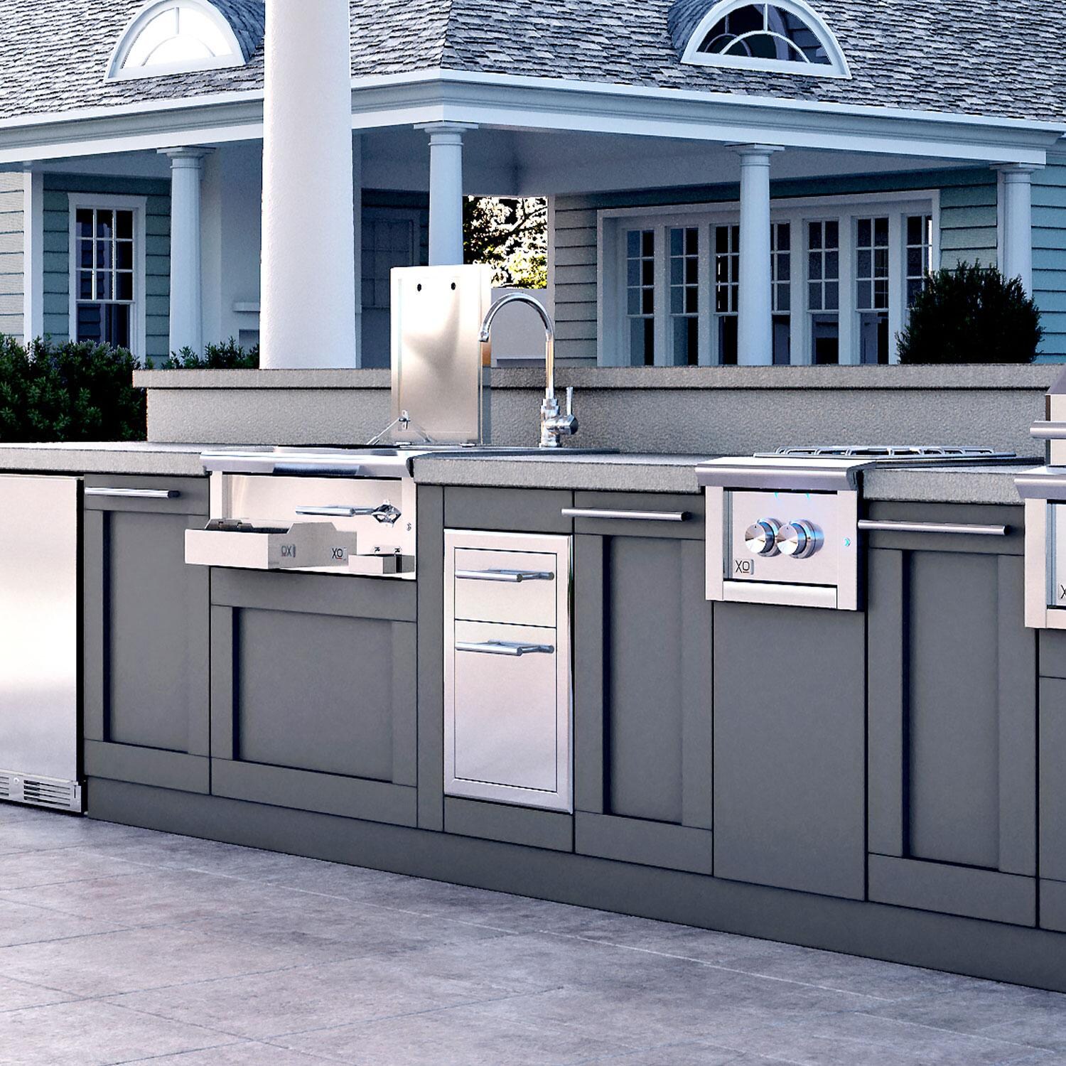 XO Appliance XOG16DRAWER Pro-Grade 16-Inch Outdoor Stainless Steel Double Access Drawer - Attached to Island - Lifestyle thumbnail