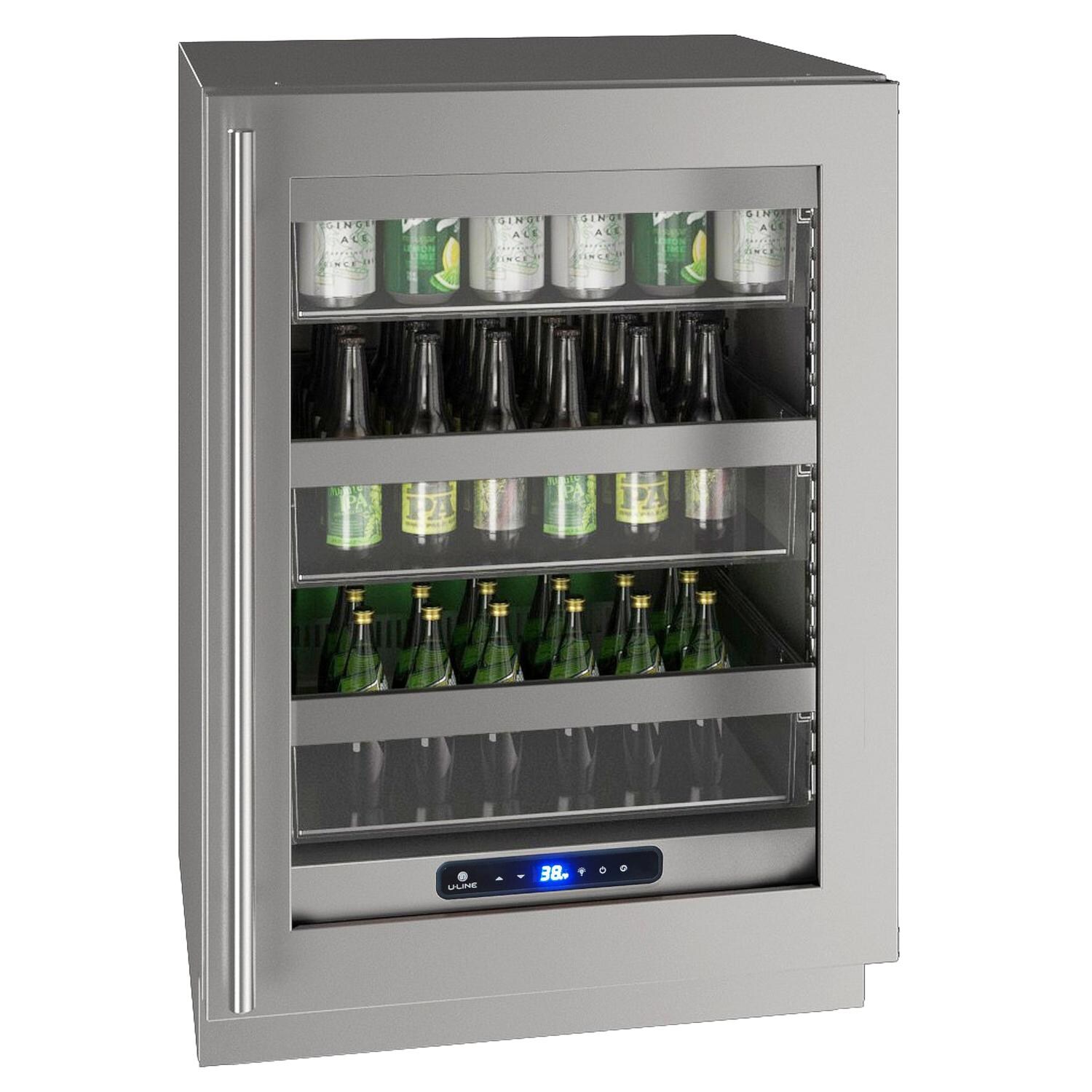 U-Line UHRE524-SG01A 5 Class 24-Inch 5.2 Cu. Ft. Compact Refrigerator With Glass Door - Stainless Steel thumbnail