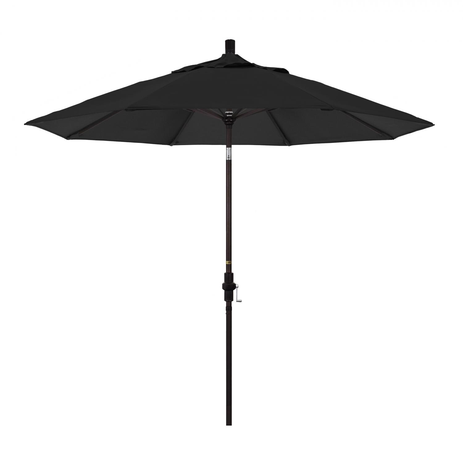 California Umbrella 9 Ft Octagonal Aluminum Collar Tilt Patio Umbrella W/ Crank Lift & Aluminum Ribs - Bronze Frame / Sunbrella Canvas Black Canopy thumbnail