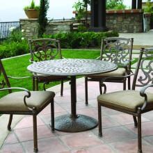 Darlee Santa Barbara 5 Piece Cast Aluminum Patio Dining Set With Pedestal Table - Antique Bronze image