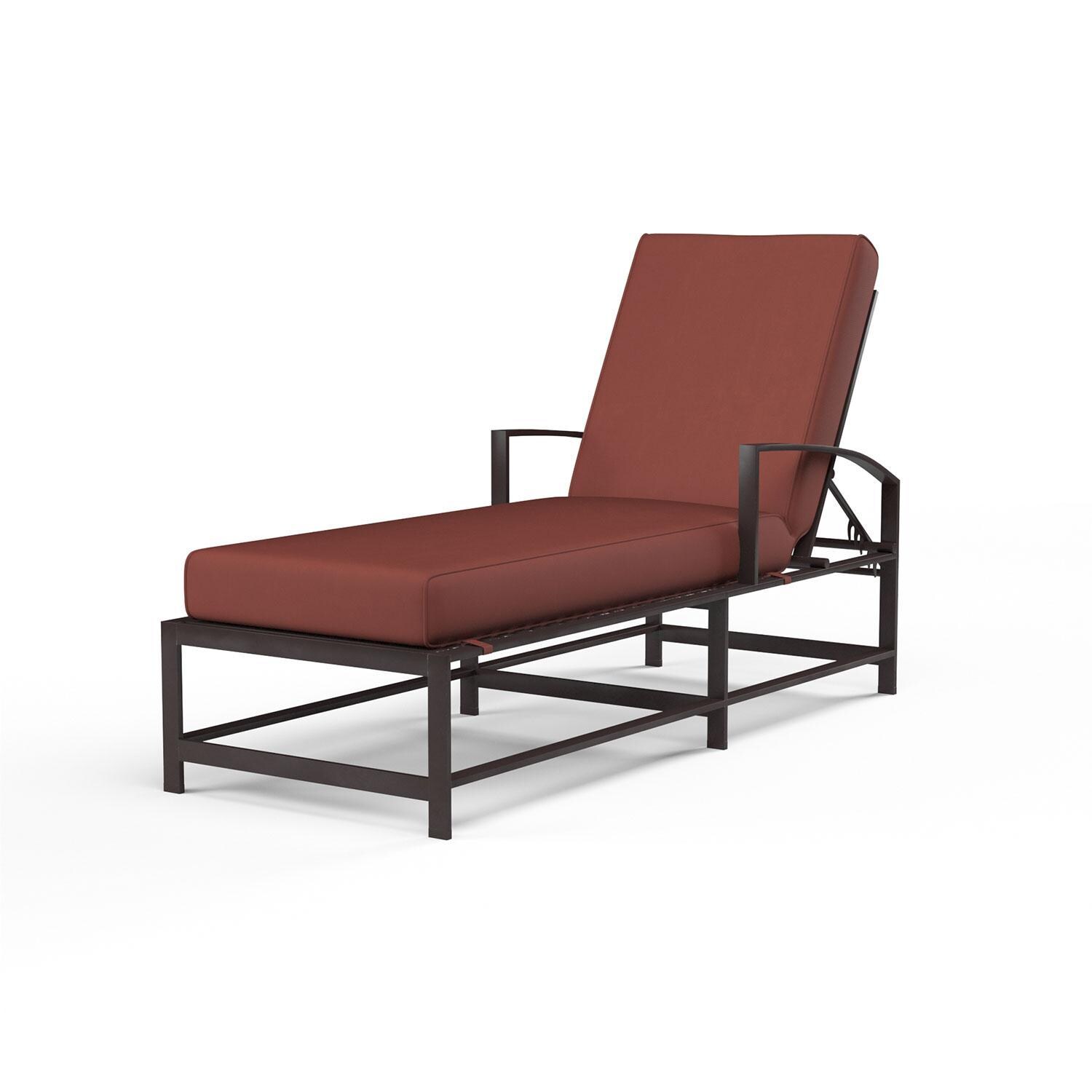 La Jolla Aluminum Patio Chaise Lounge in Canvas Henna w/ Self Welt By Sunset West - Display - White Background thumbnail
