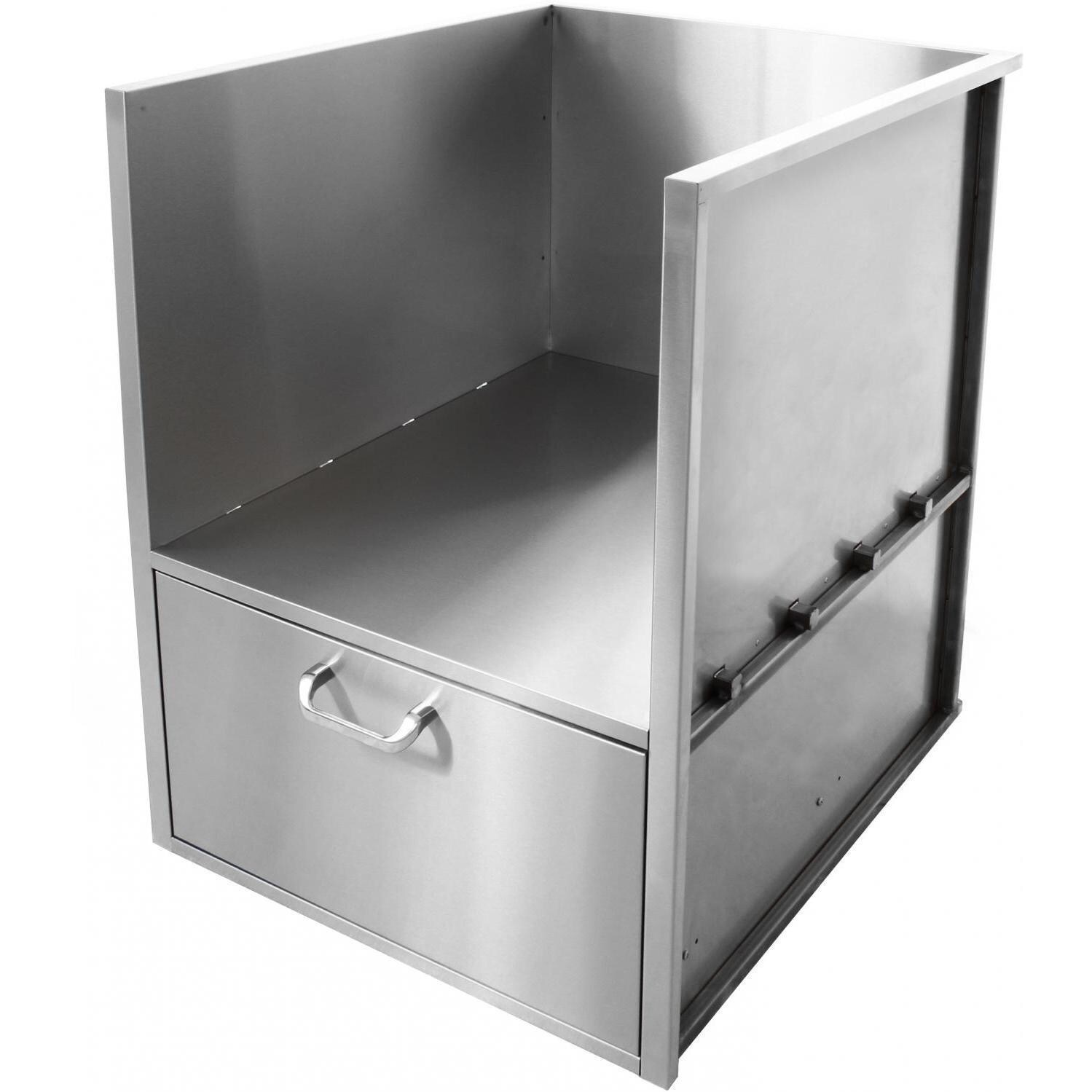 BBQGuys Signature BBQ-KMSLV-20 Built In Universal Kamado Sleeve With Drawer - Side View thumbnail