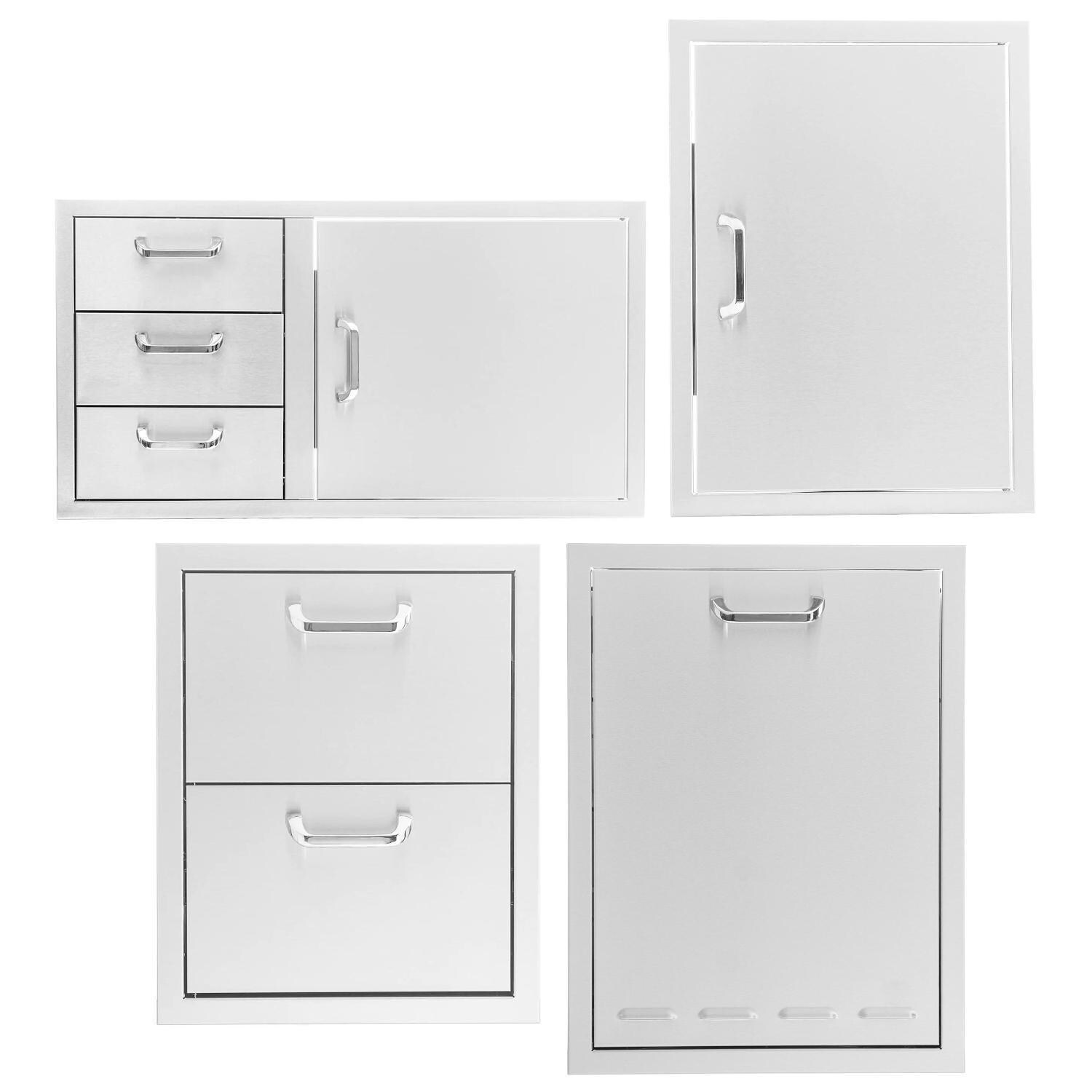 BBQGuys Signature 4 Pc 39-in Contempo/Traditional Door & Drawer Combo Outdoor Kitchen Storage Package - Traditional - White Background thumbnail