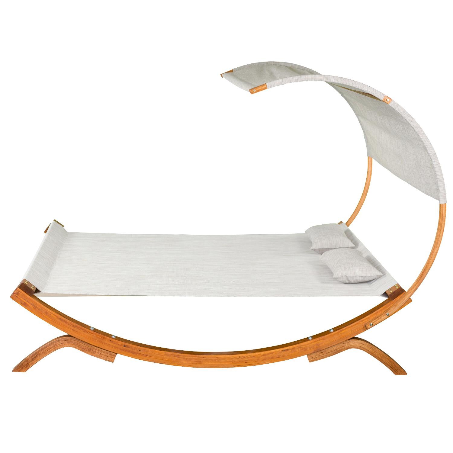 Leisure Season Wood Patio Sunbed With Canopy - Side View thumbnail