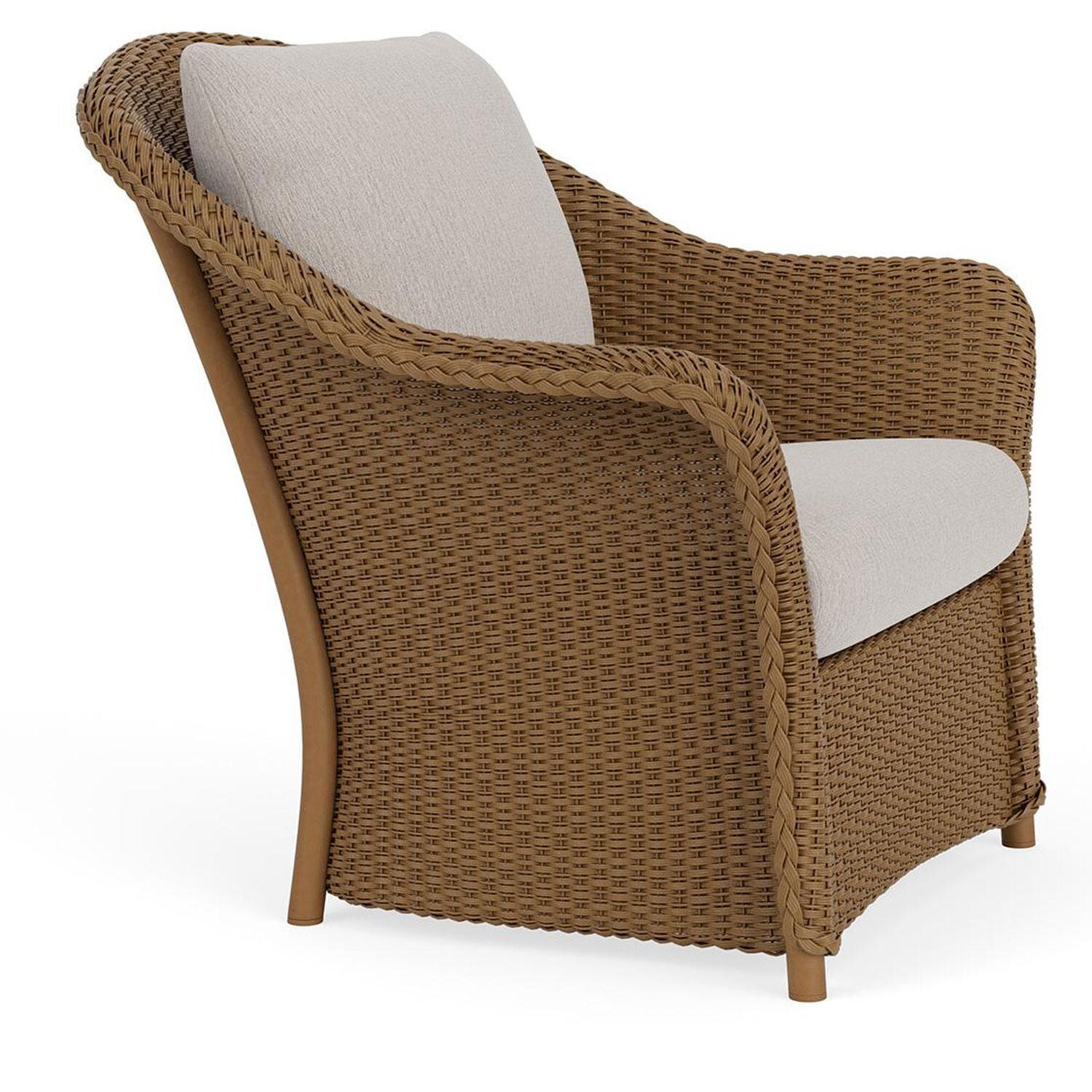 Lloyd Flanders Weekend Retreat Lounge Chair in Hickory Finish W/ Remy Cloud Fabric - Angled thumbnail