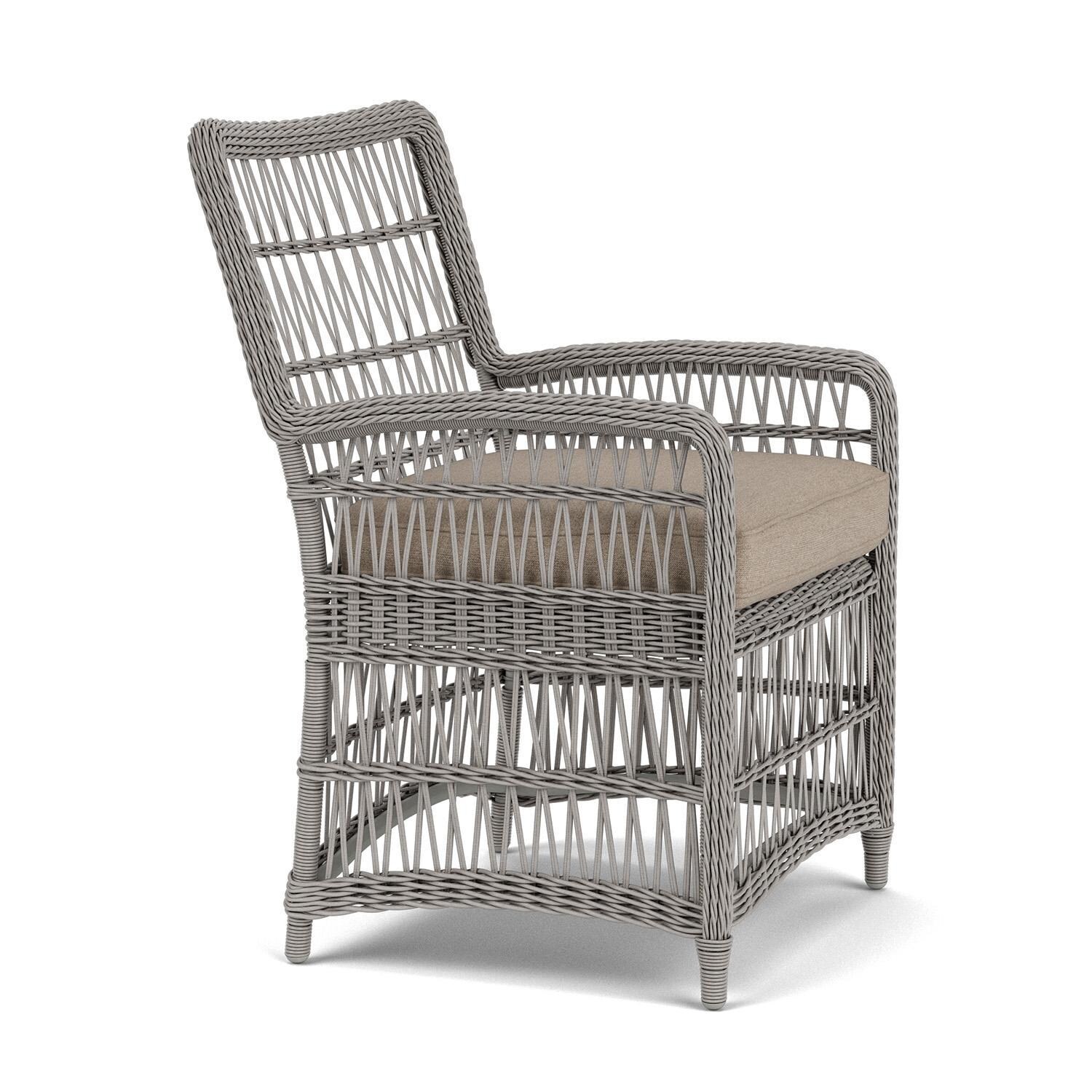 Lloyd Flanders Mackinac Dining Armchair in Putty Finish with Demo Oatmeal Fabric - Right Side thumbnail