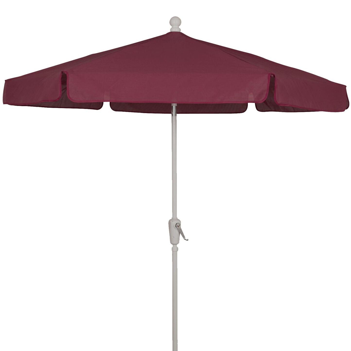 FiberBuilt 7.5 Ft. Aluminum Market Patio Umbrella W/ Crank Lift - White Pole / Burgundy Vinyl image