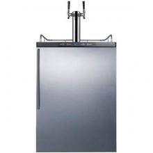 Summit 24-Inch 5.6 Cu. Ft. Double Tap Beer Dispenser / Kegerator - Stainless Steel / Black Cabinet - SBC635MBISSHVTWIN image