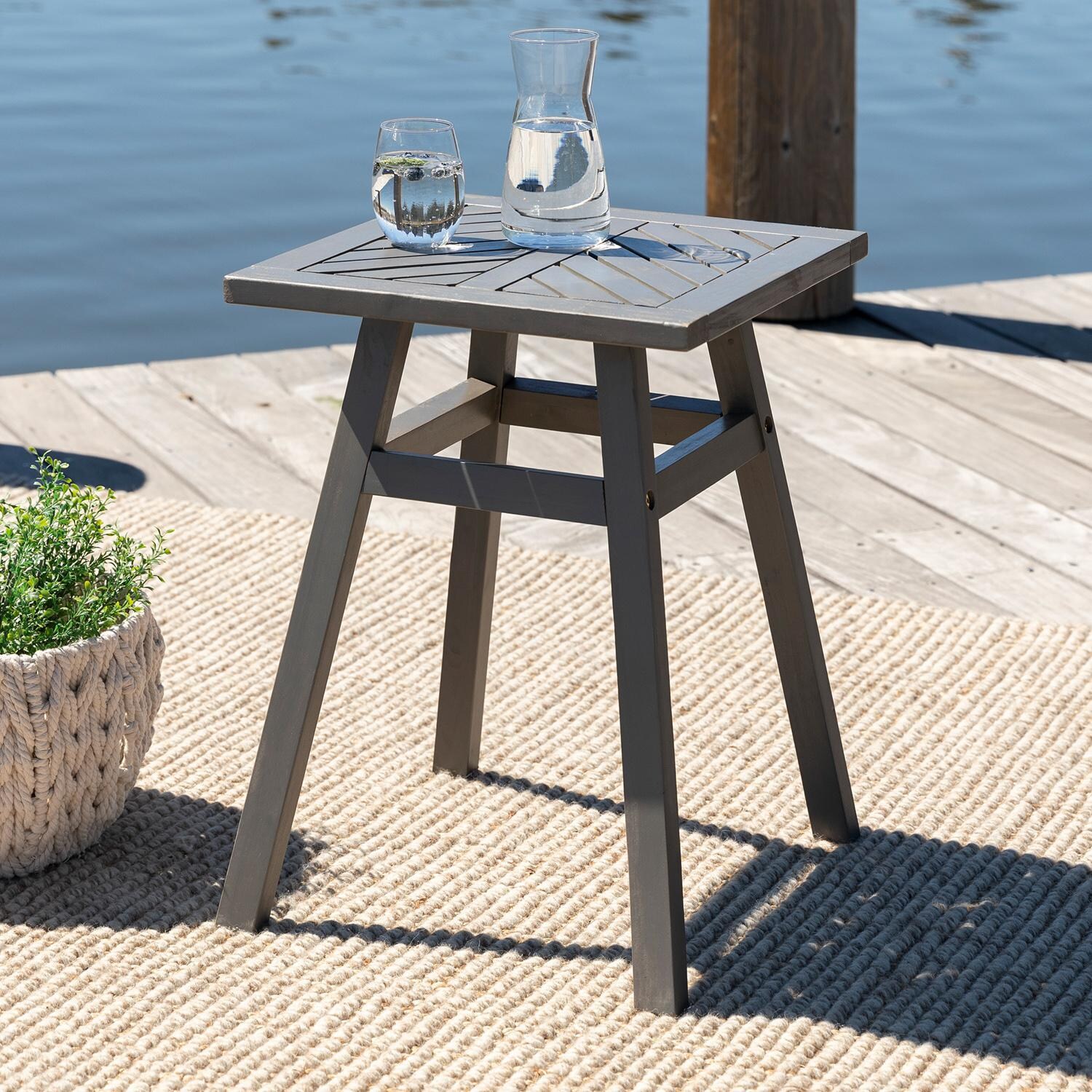 Wishlake Acacia End Table in Gray Wash by Ultimate Patio