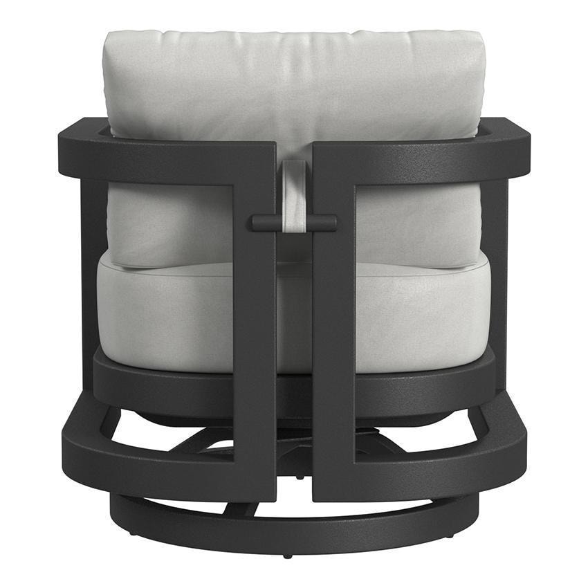 Malibu 6 Pc Aluminum Seating Set By Sunset West - Swivel Club Chair - Rear View - White Background thumbnail