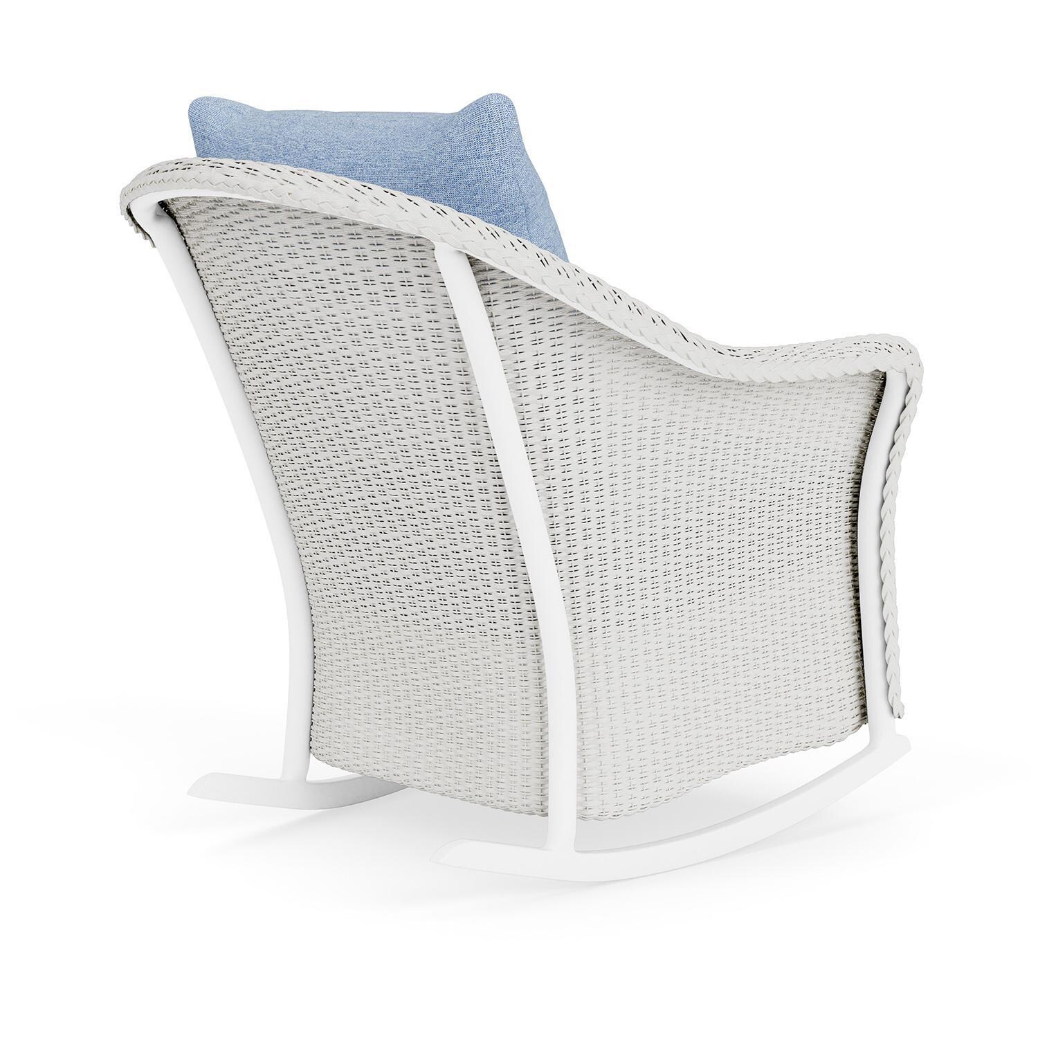 Lloyd Flanders Weekend Retreat Lounge Rocker in Matte White Finish W/ Demo Skyway Fabric - Back Right thumbnail