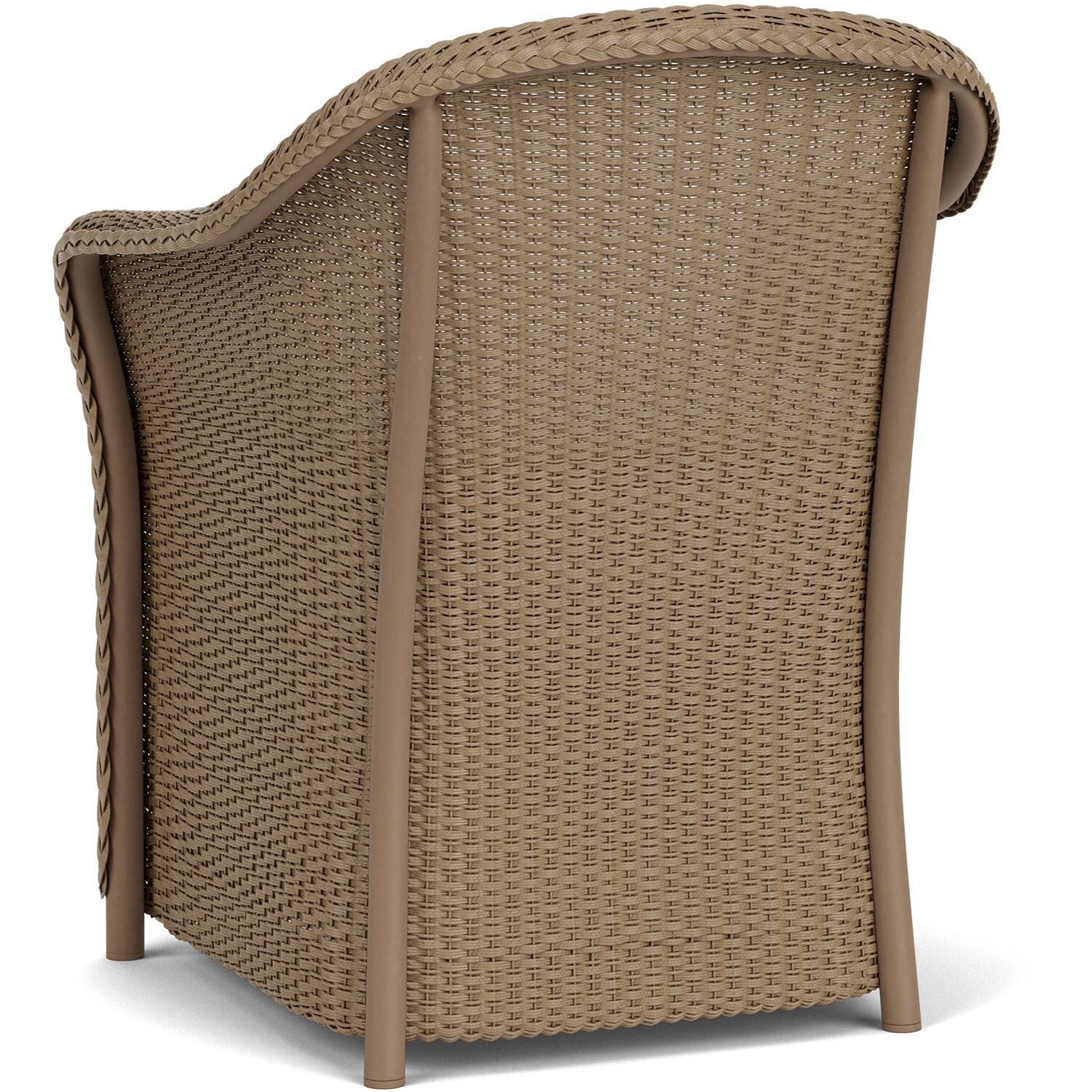 Lloyd Flanders Weekend Retreat Dining Armchair in Fawn Finish W/ Sailcloth Salt Fabric - Back Left thumbnail