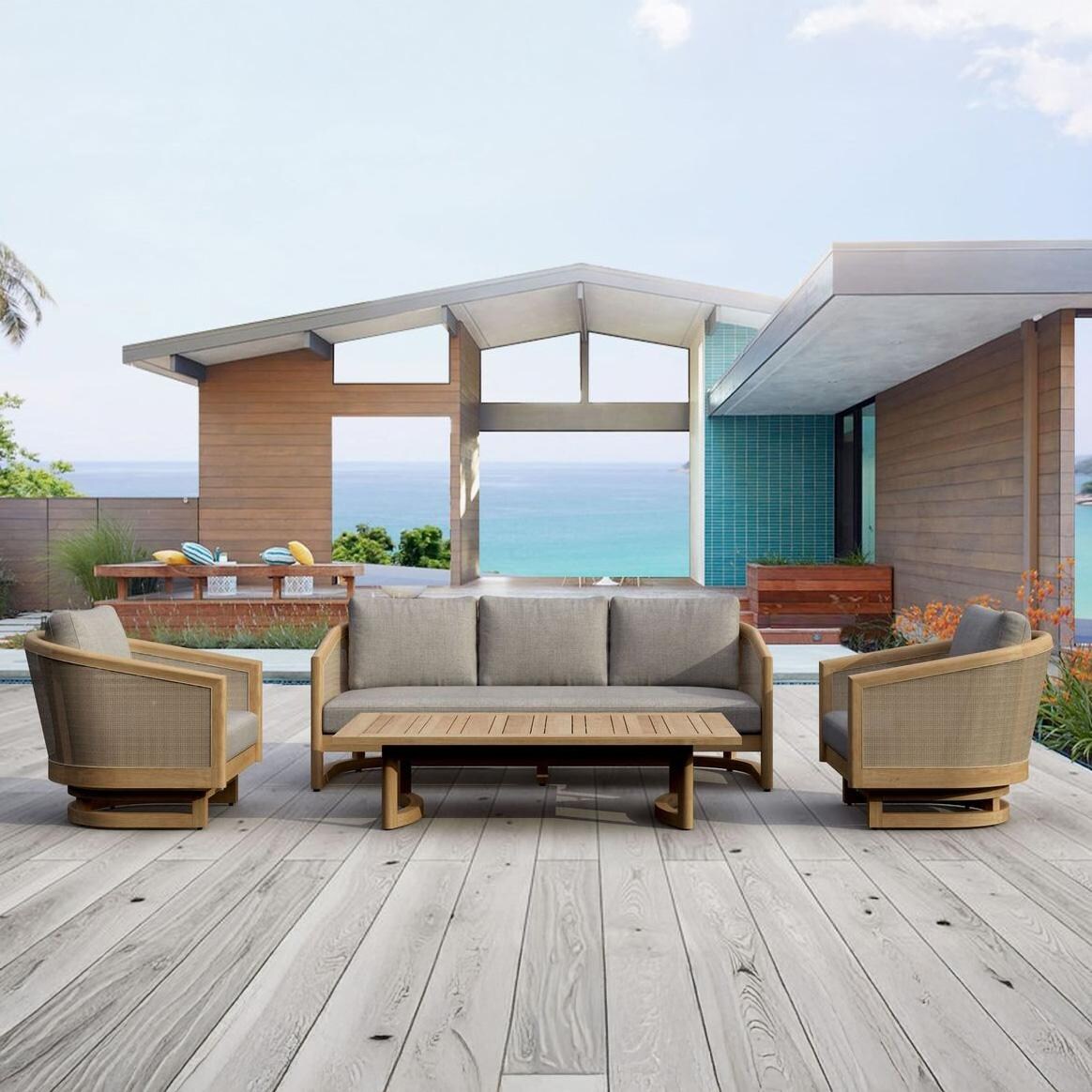 Diamond Cay 4 Pc Teak Seating Set in Cast Slate by Lakeview Outdoor Designs - Lifestyle thumbnail