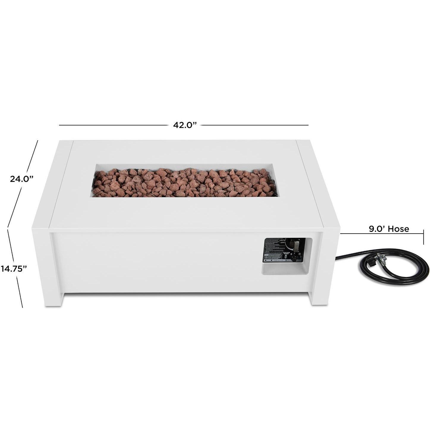 Lakeview Outdoor Designs SC-6330LP-WHT Lafitte 42-Inch Rectangle Propane Gas Fire Table - Dimensions thumbnail