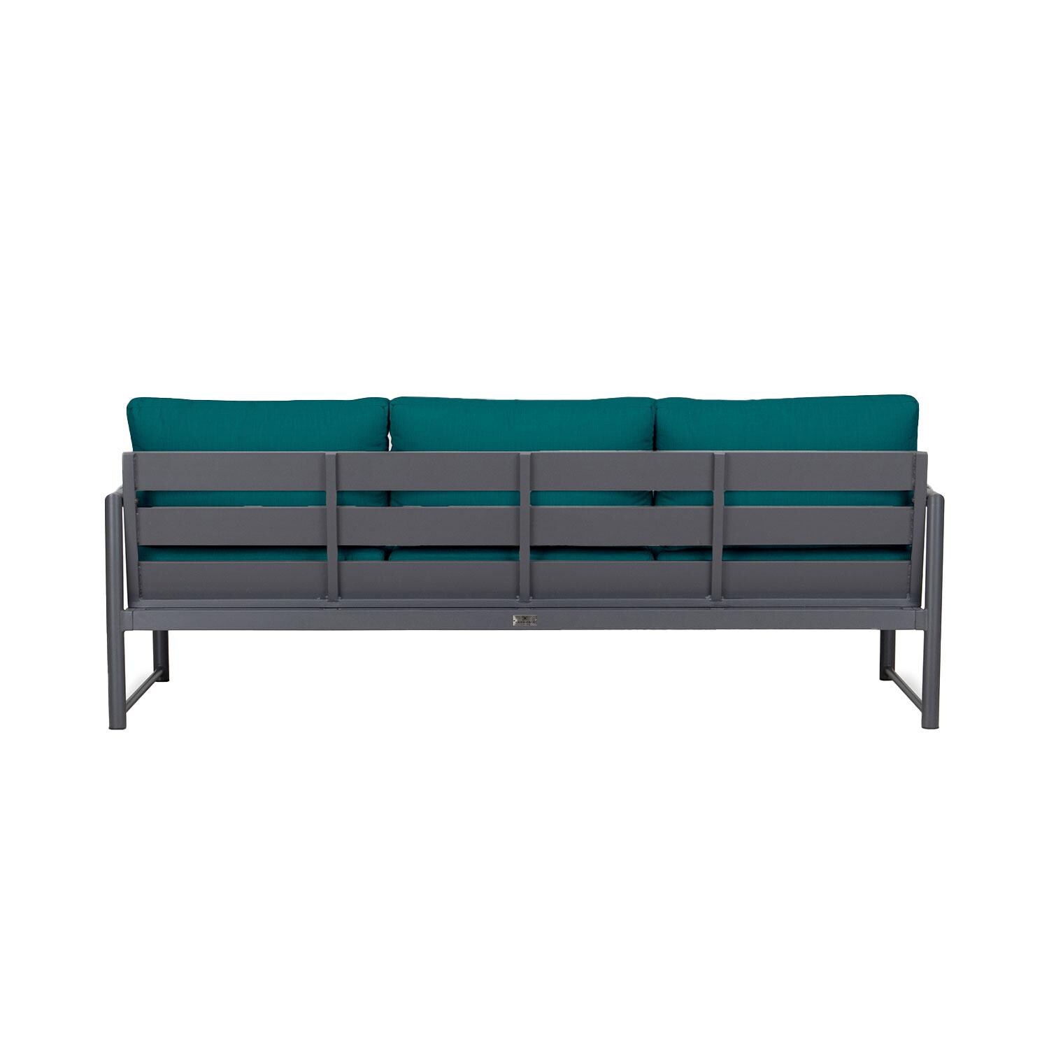 Lakeview AVEBAY-SL-PG-S-PC Avenue Bay Slated/Pebble Gray Sofa - Spectrum Peacock - Rear View - White Background thumbnail