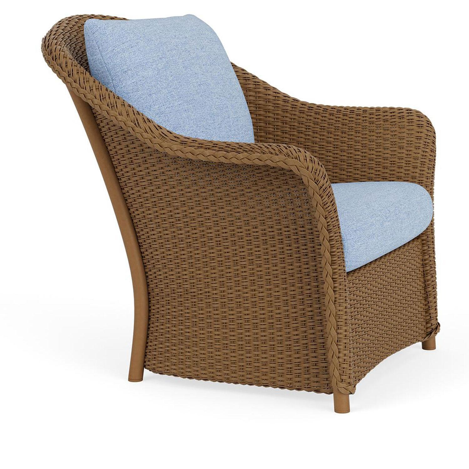Lloyd Flanders Weekend Retreat Lounge Chair in Hickory Finish W/ Demo Skyway Fabric - Angled thumbnail