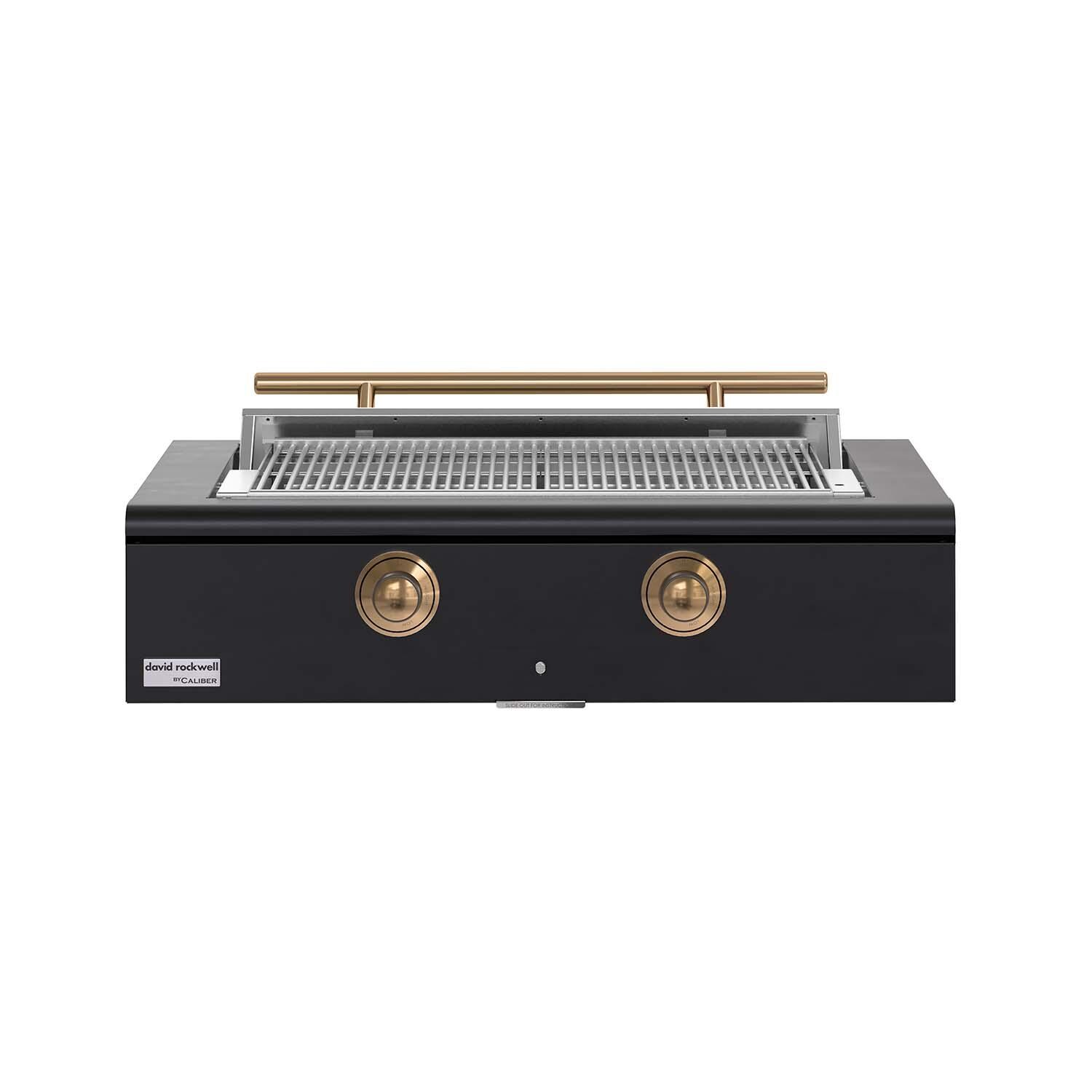 Caliber CRG-42BN00-A-027-H08 42-in Natural Gas Built-In Rockwell Grill - Matte Black w/ Gold Hardware - White Background thumbnail